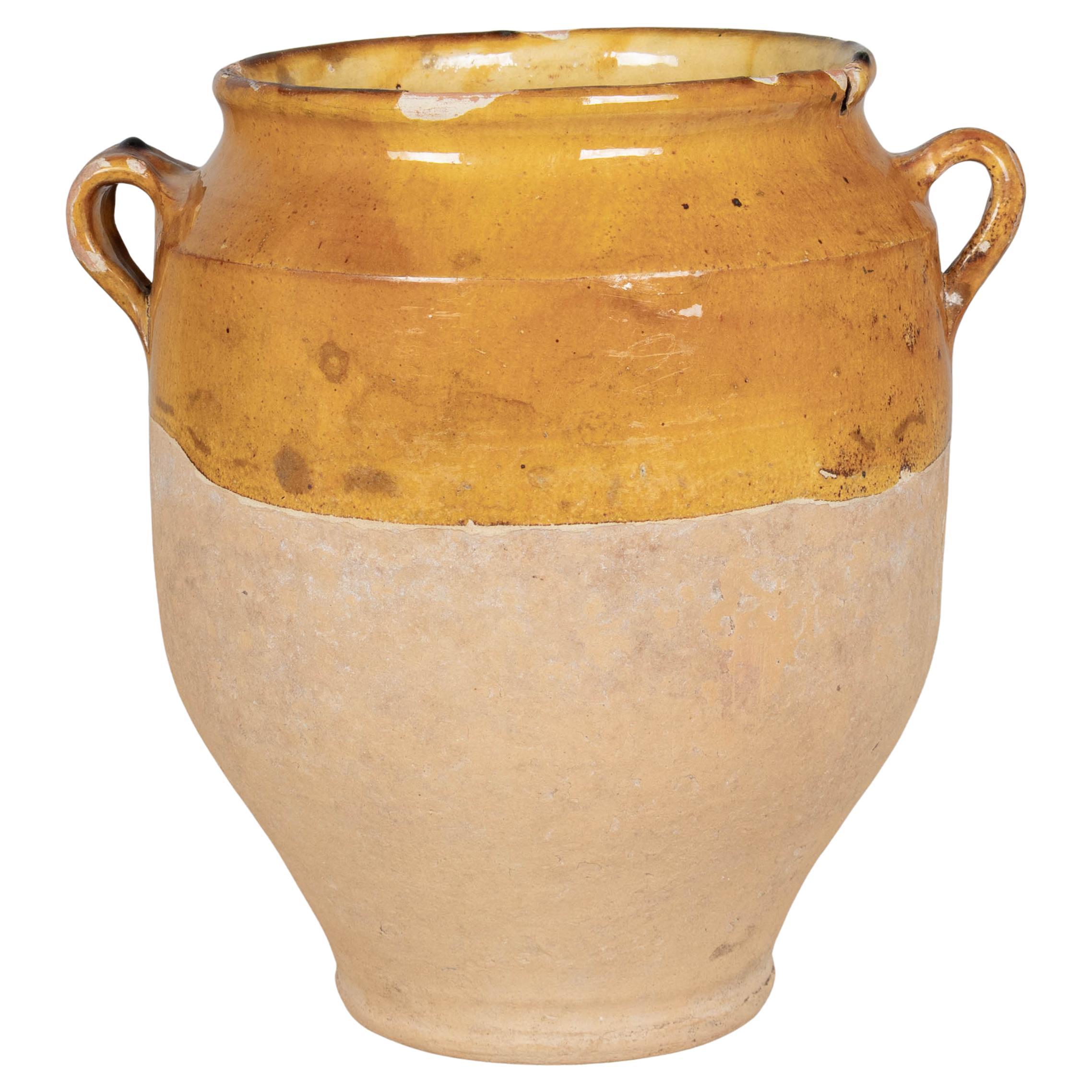 Französische Terrakotta-Vase oder Topf à Confit 12.5" hoch