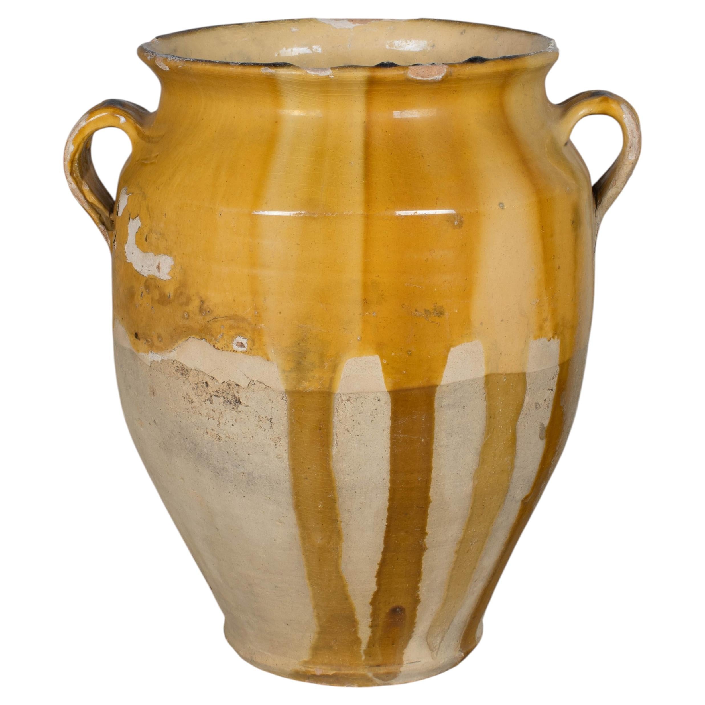 French Provincial Terracotta Confit Pot, Rustic Glaze, Circa 1900 For Sale