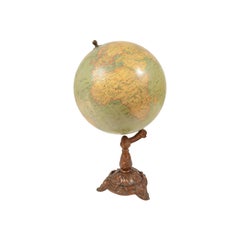 French Terrestrial Globe Made in 1903 by the Geographical Institute Delagrave