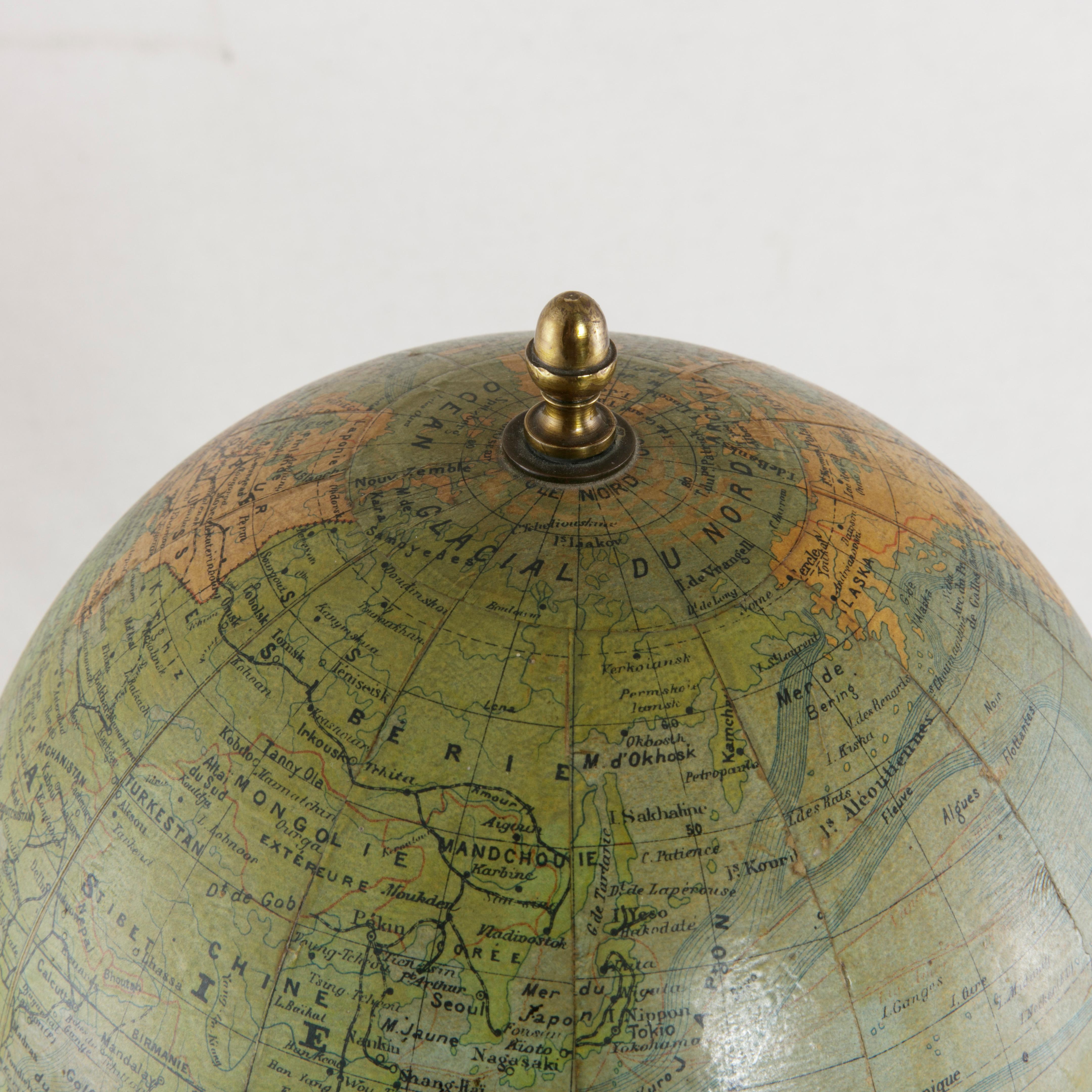 French Terrestrial Globe on Ebonized Wood Base by Cartographer J. Forest 2