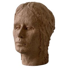 Female Clay Portrait Bust Sculpture 