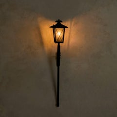French Textured Glass + Iron Torch Sconce, 1960s