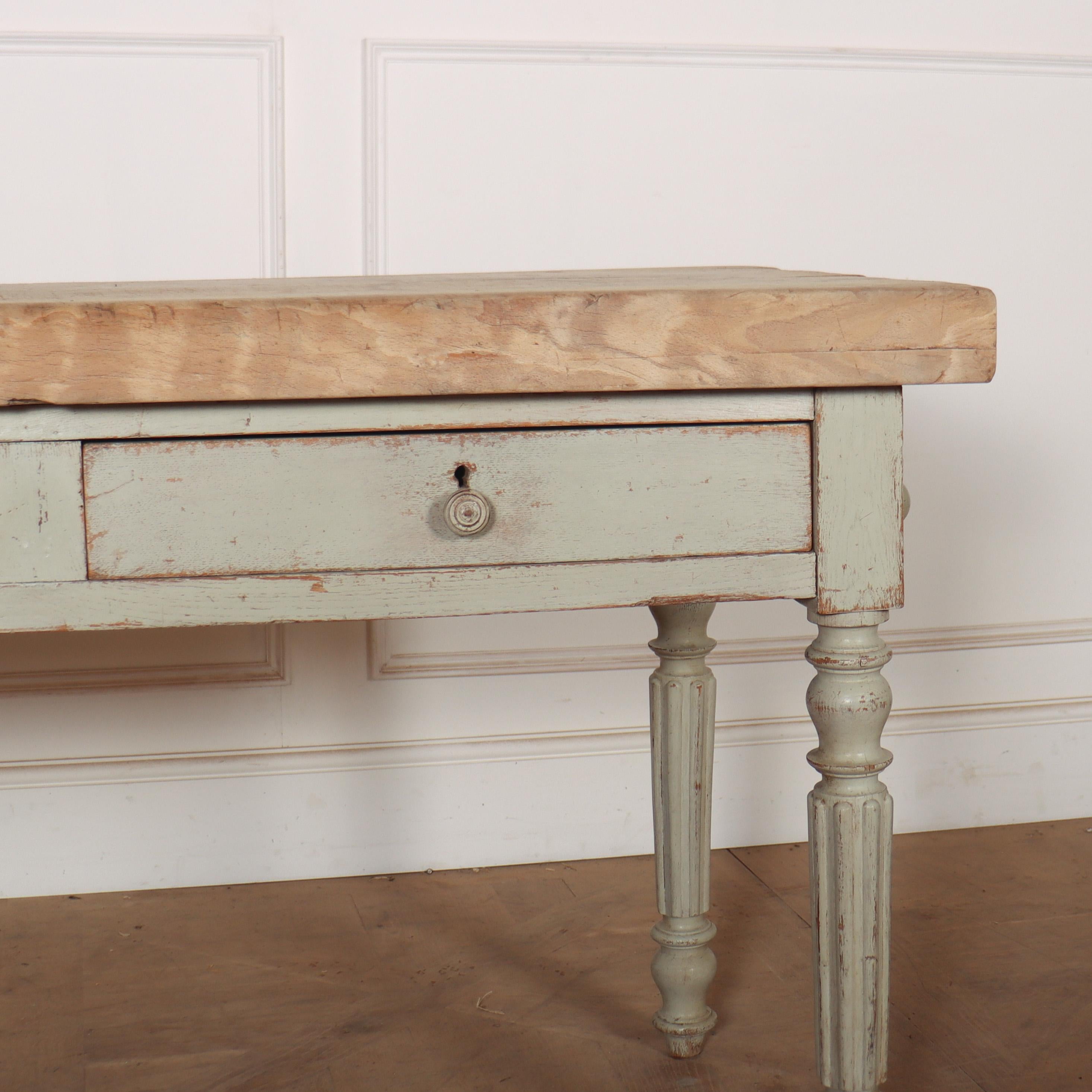 French Thick Topped Butchers Block In Good Condition In Leamington Spa, Warwickshire