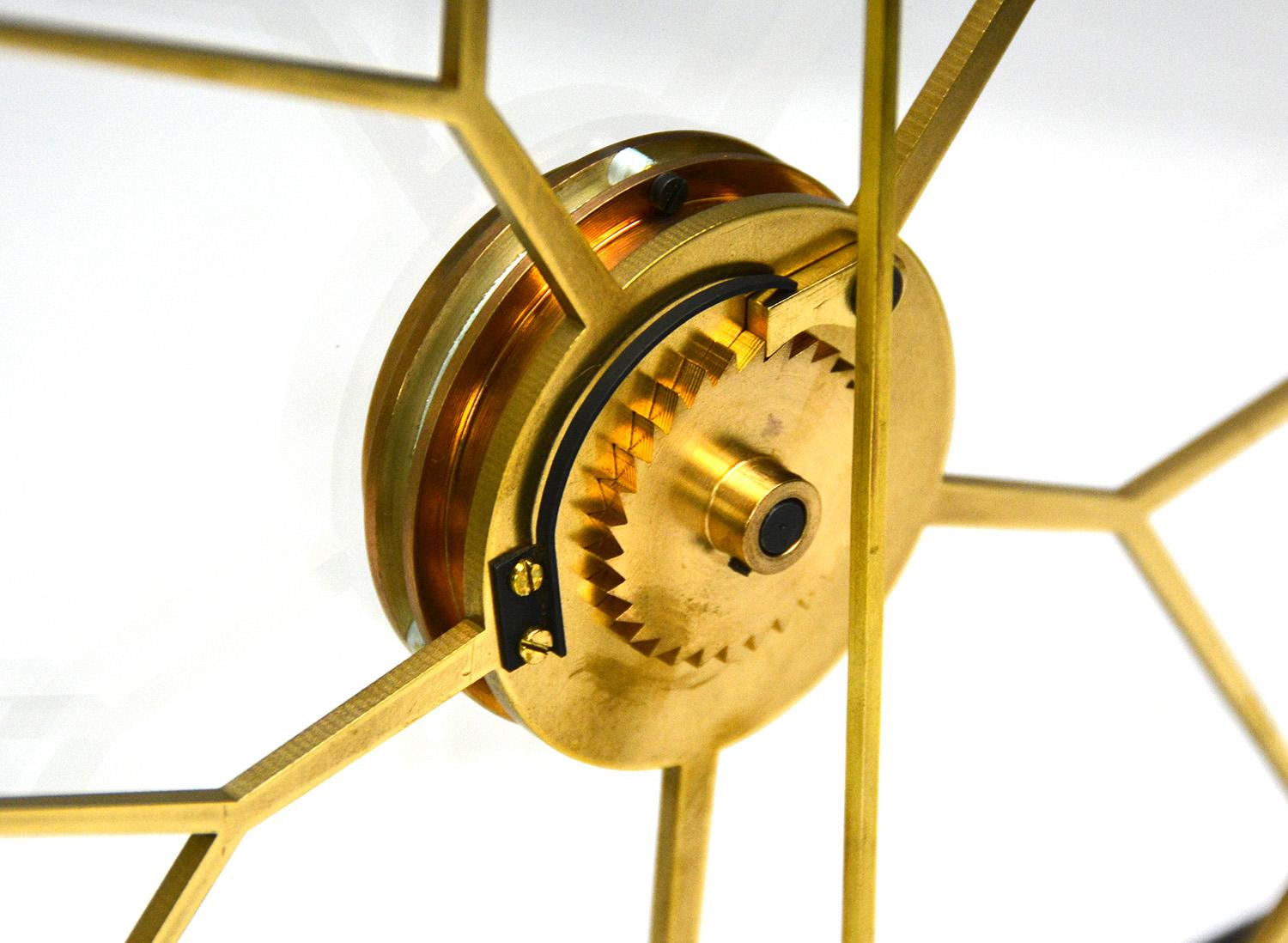 Französisch Dünnglas Pinwheel Hemmung Big Wheel Marmor Basis Skelett Uhr im Angebot 3