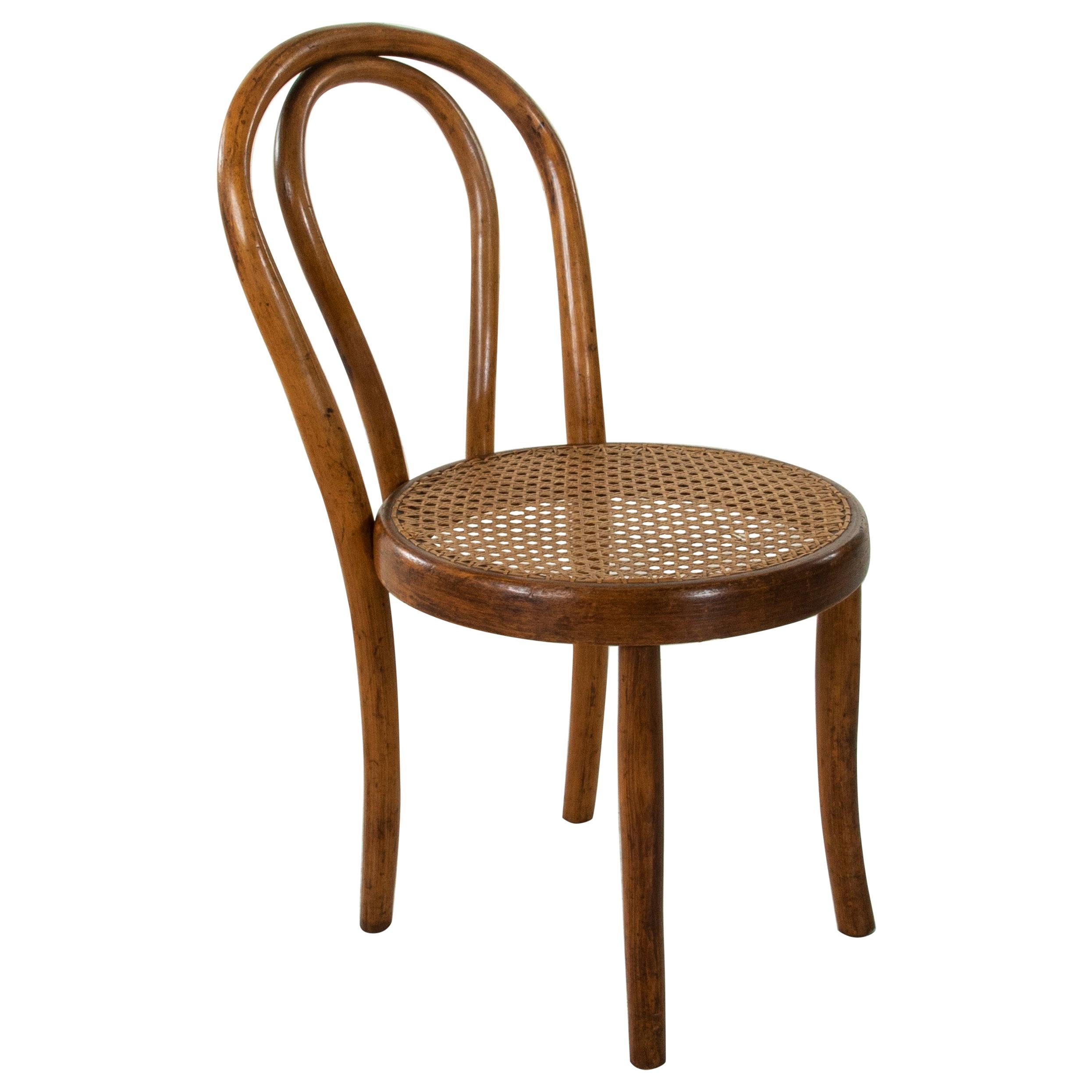 French Thonet Style Bentwood Child's Chair with Caned Seat, circa 1900, Fischel