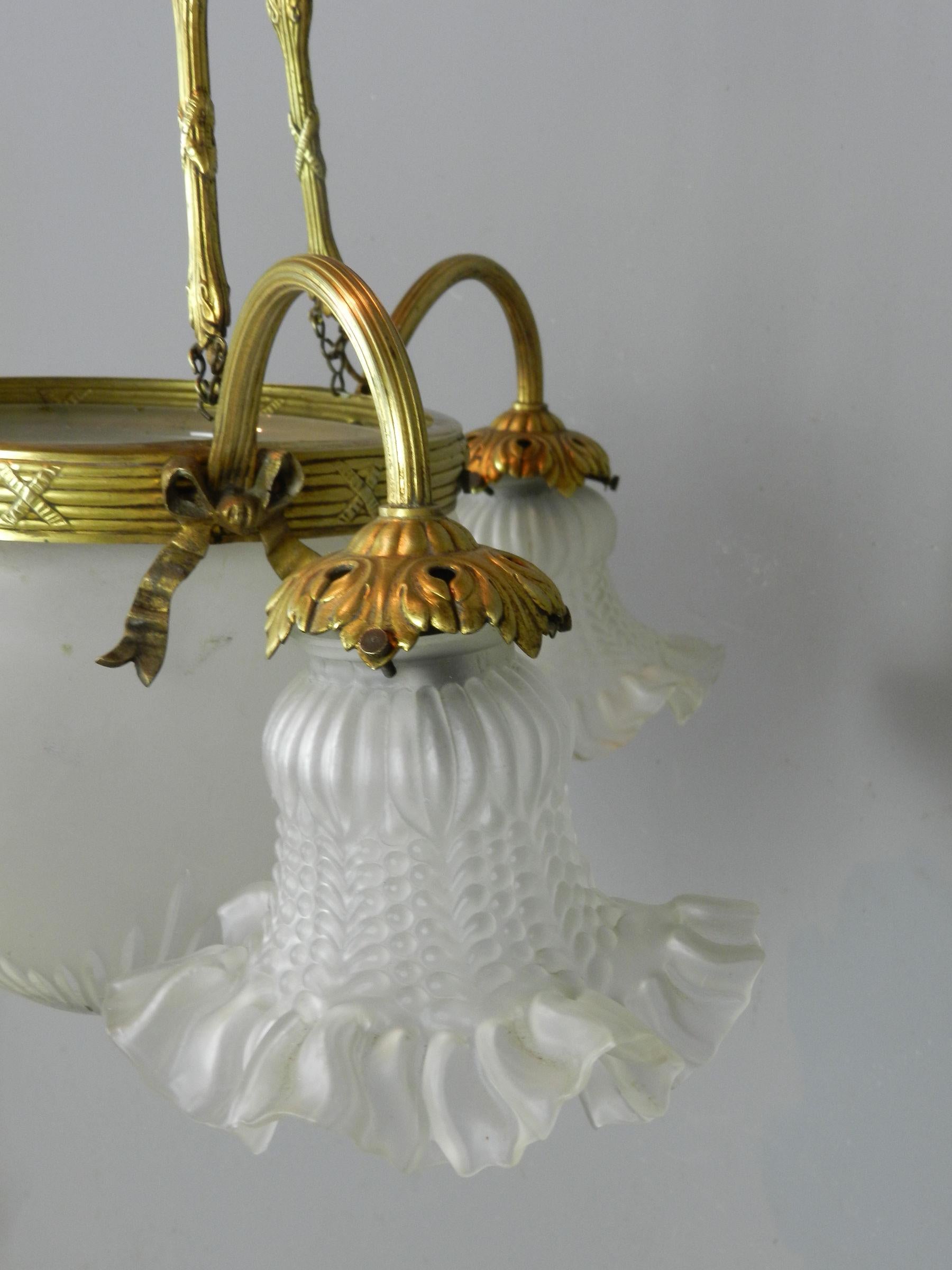 French Three Arm Ceiling Light For Sale 1