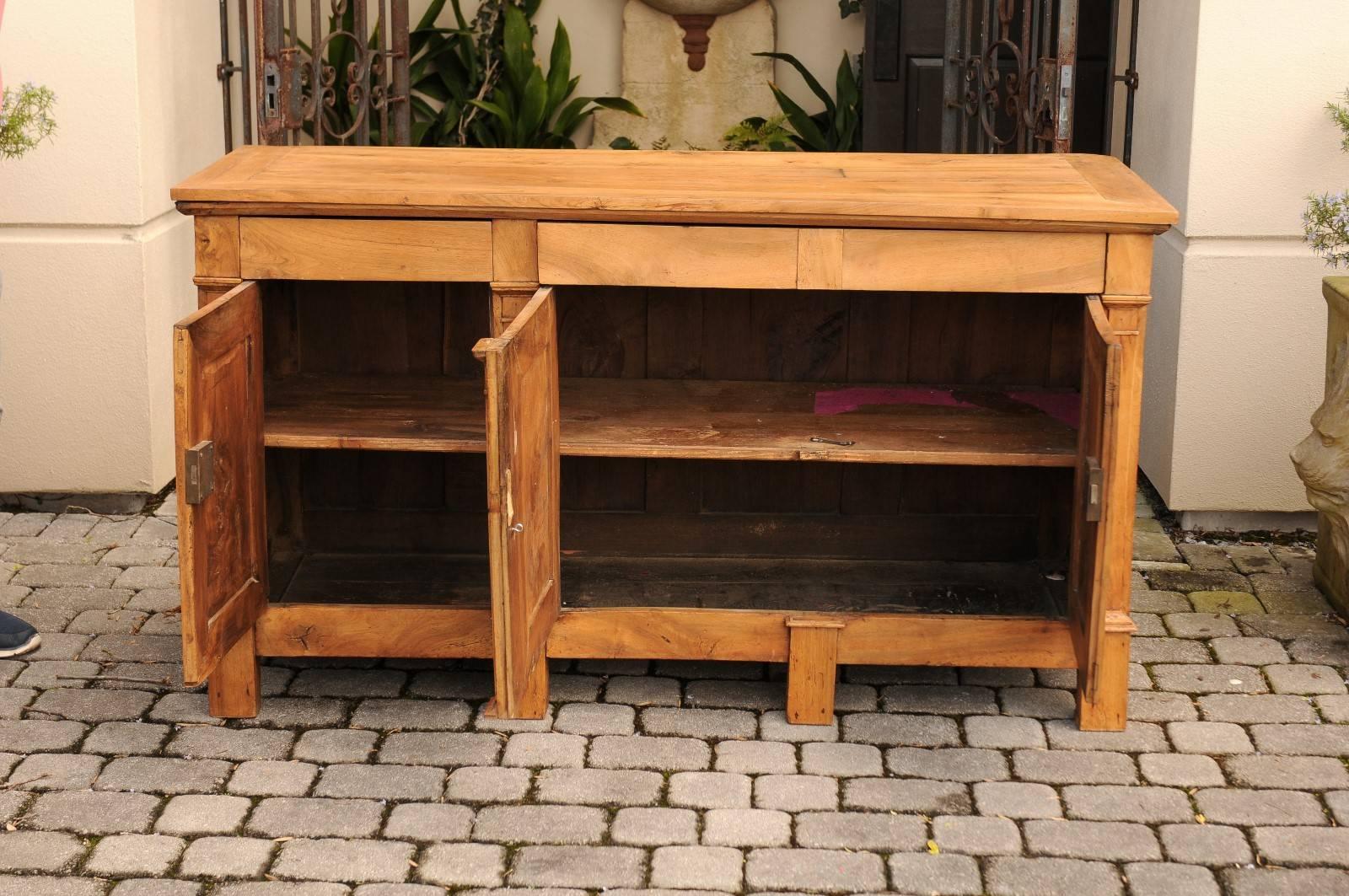 Sycamore French Three-Door Wooden Enfilade with Doric Pilaster Motifs, circa 1880 For Sale