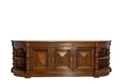 French Three Doors Buffet Oak Enfilade Cabinet Two Rounded Corners, circa 1900