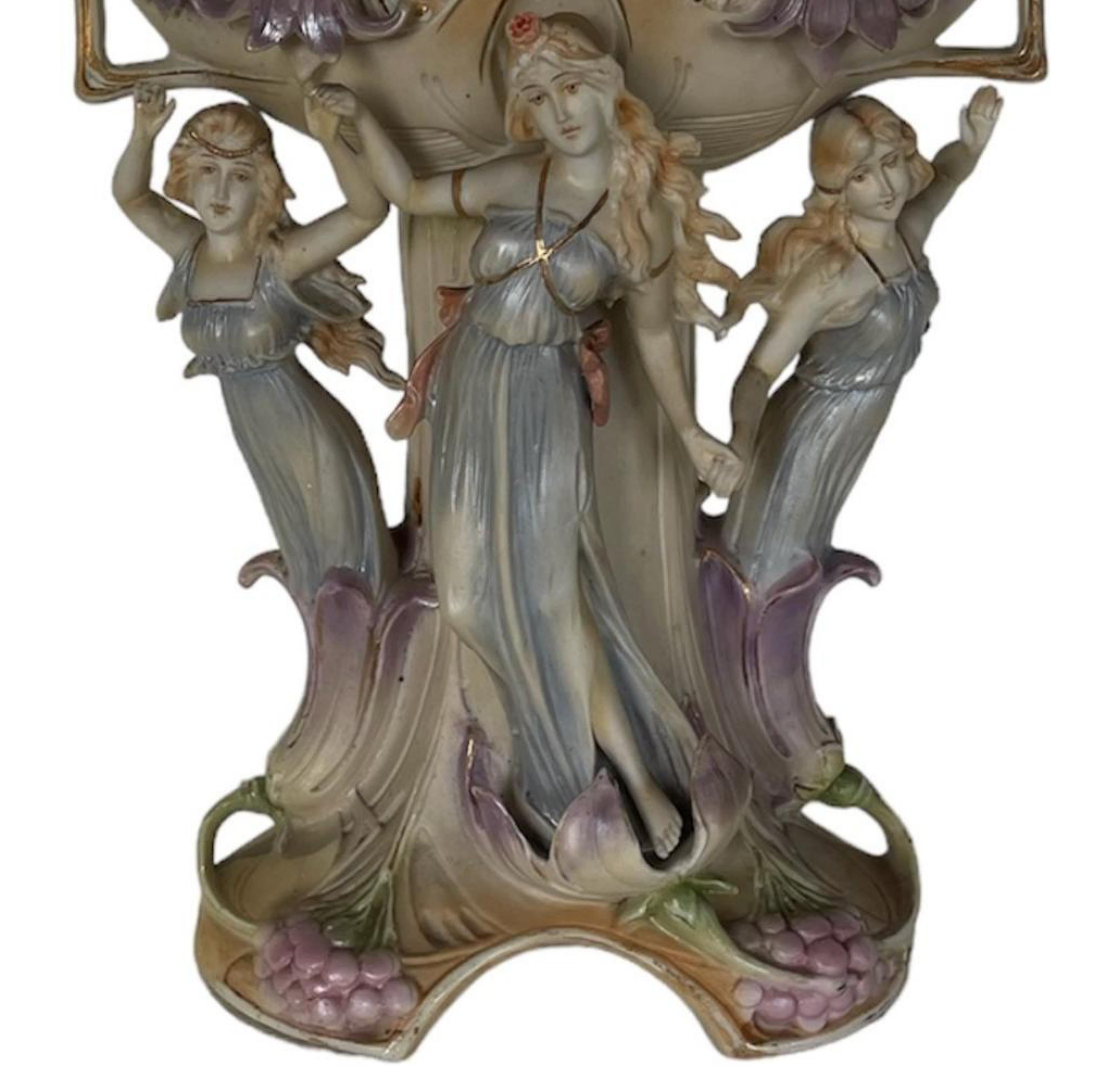 French FRENCH THREE GRACES Art Deco FLOWER BOWL  begin 20th Century For Sale