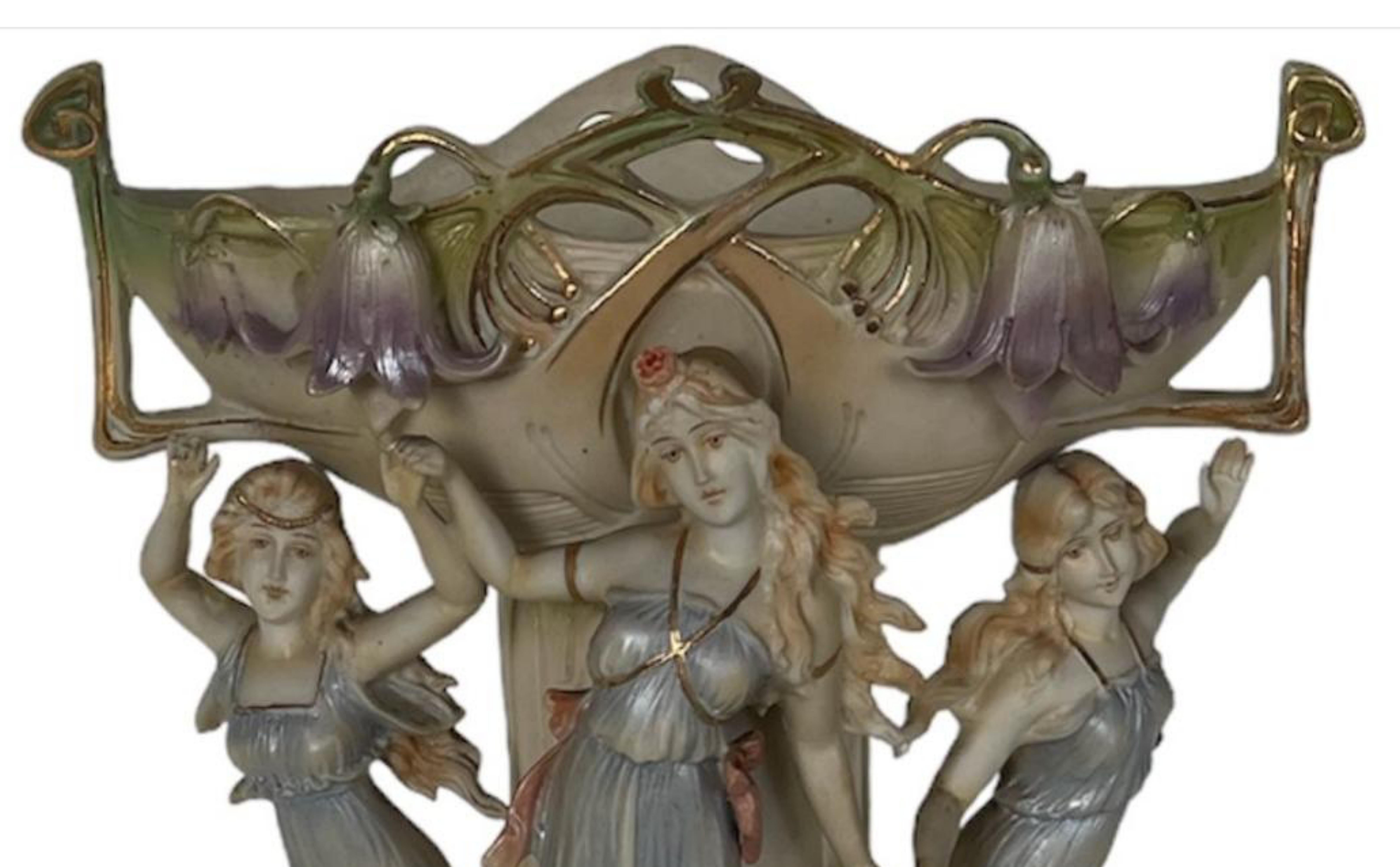 Hand-Crafted FRENCH THREE GRACES Art Deco FLOWER BOWL  begin 20th Century For Sale