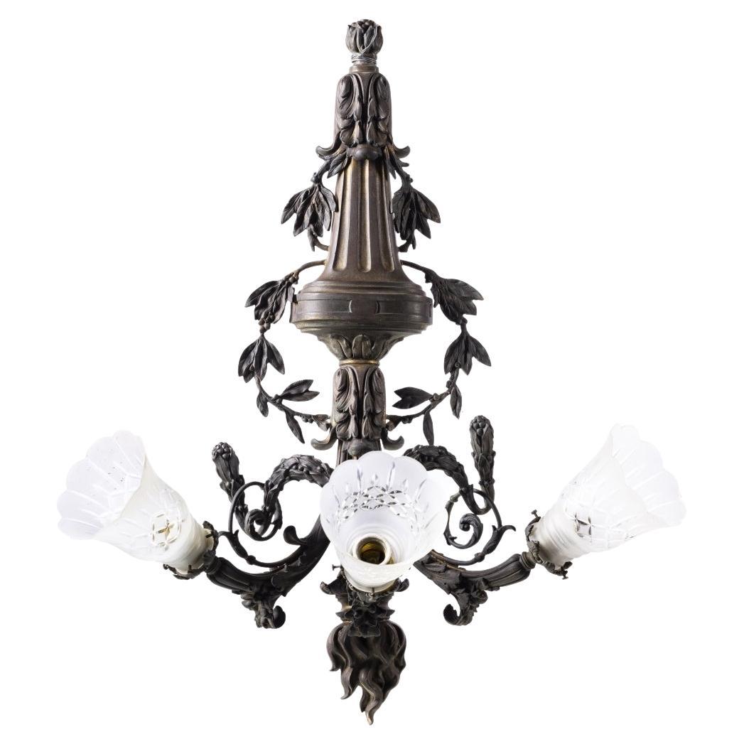 French Three Light Wall Appliance 19th Century For Sale