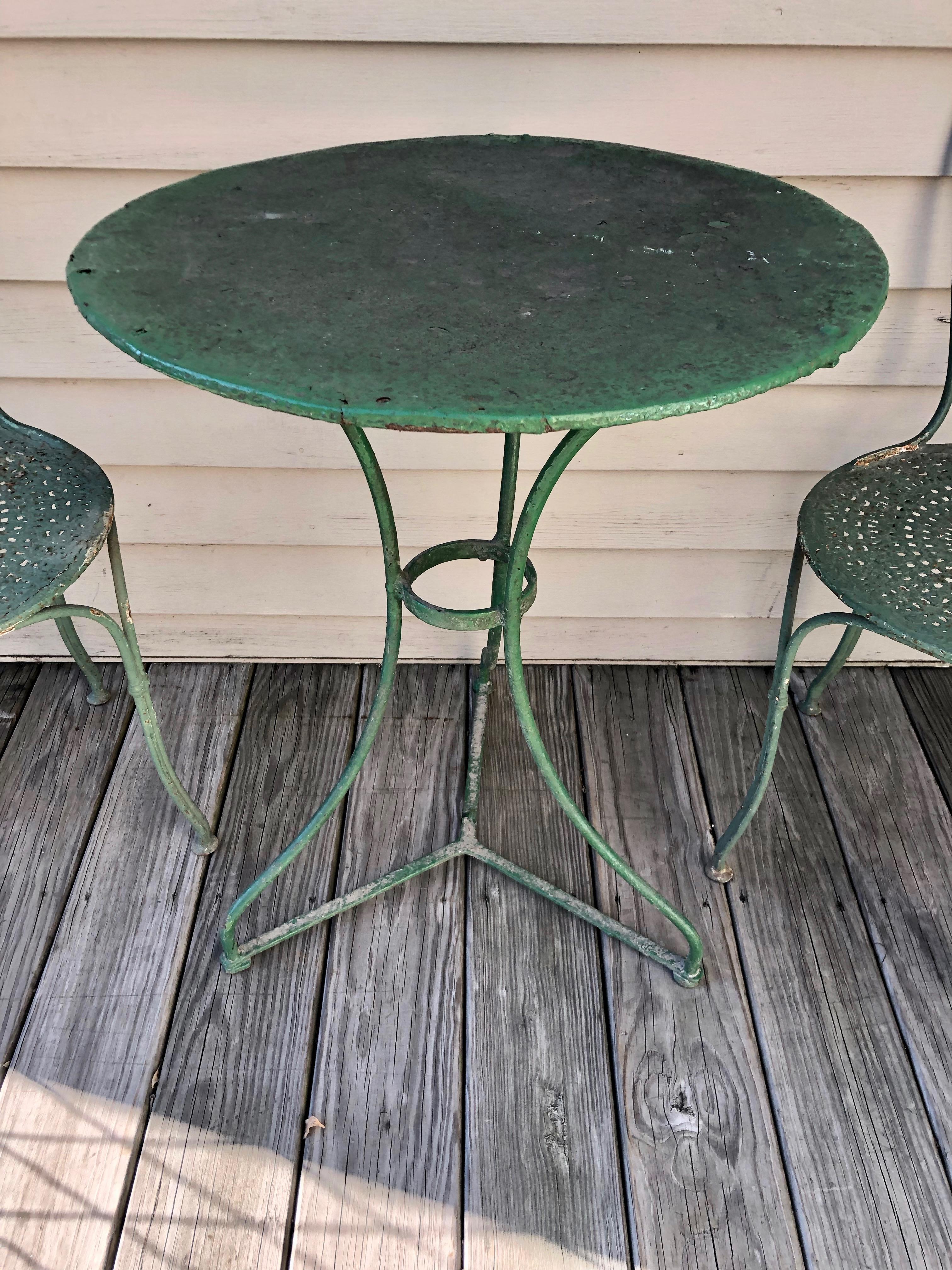 French Three-Piece Bistro Set with 19th Century Chairs 2