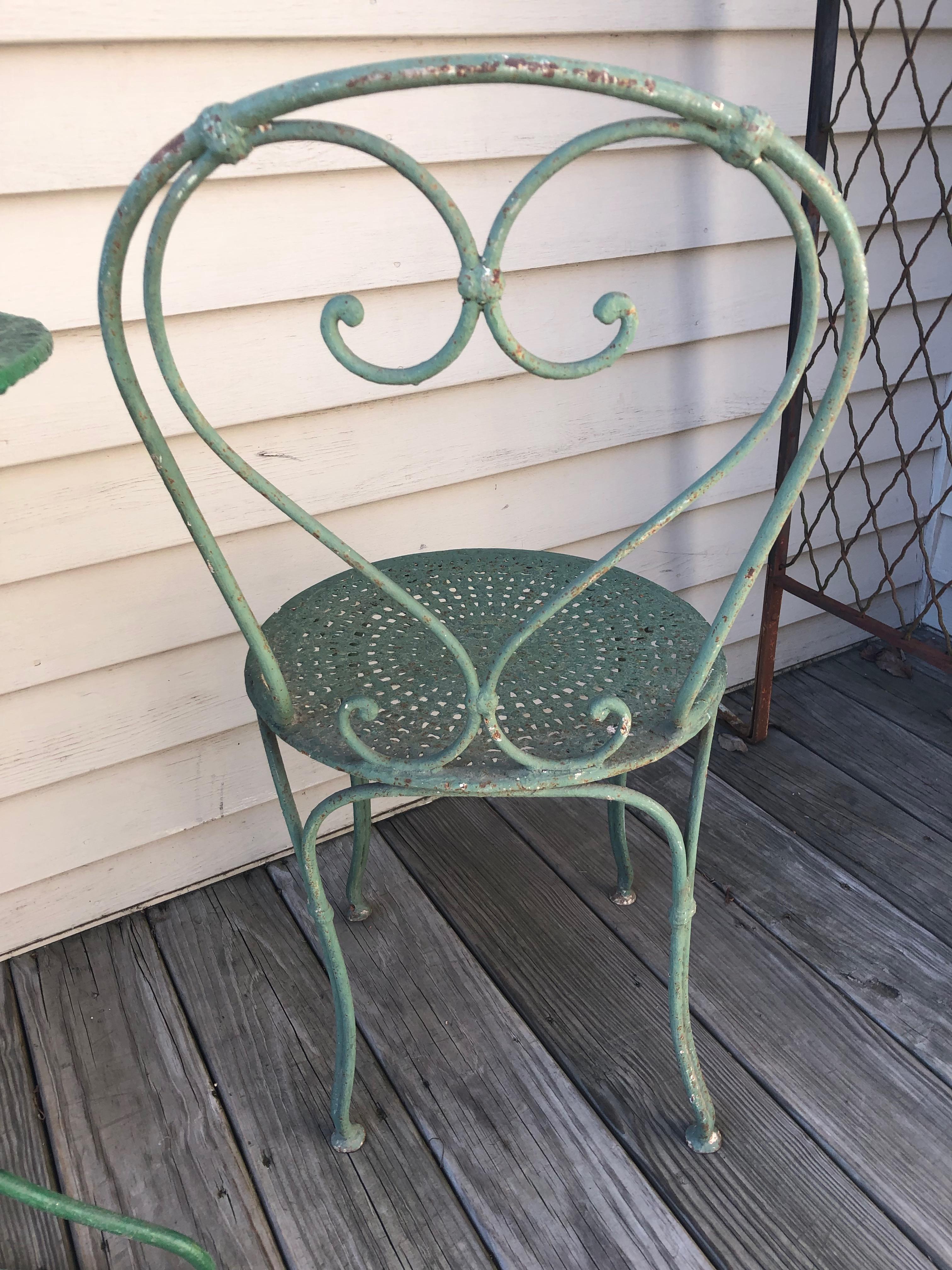 French Three-Piece Bistro Set with 19th Century Chairs In Good Condition In Woodbury, CT