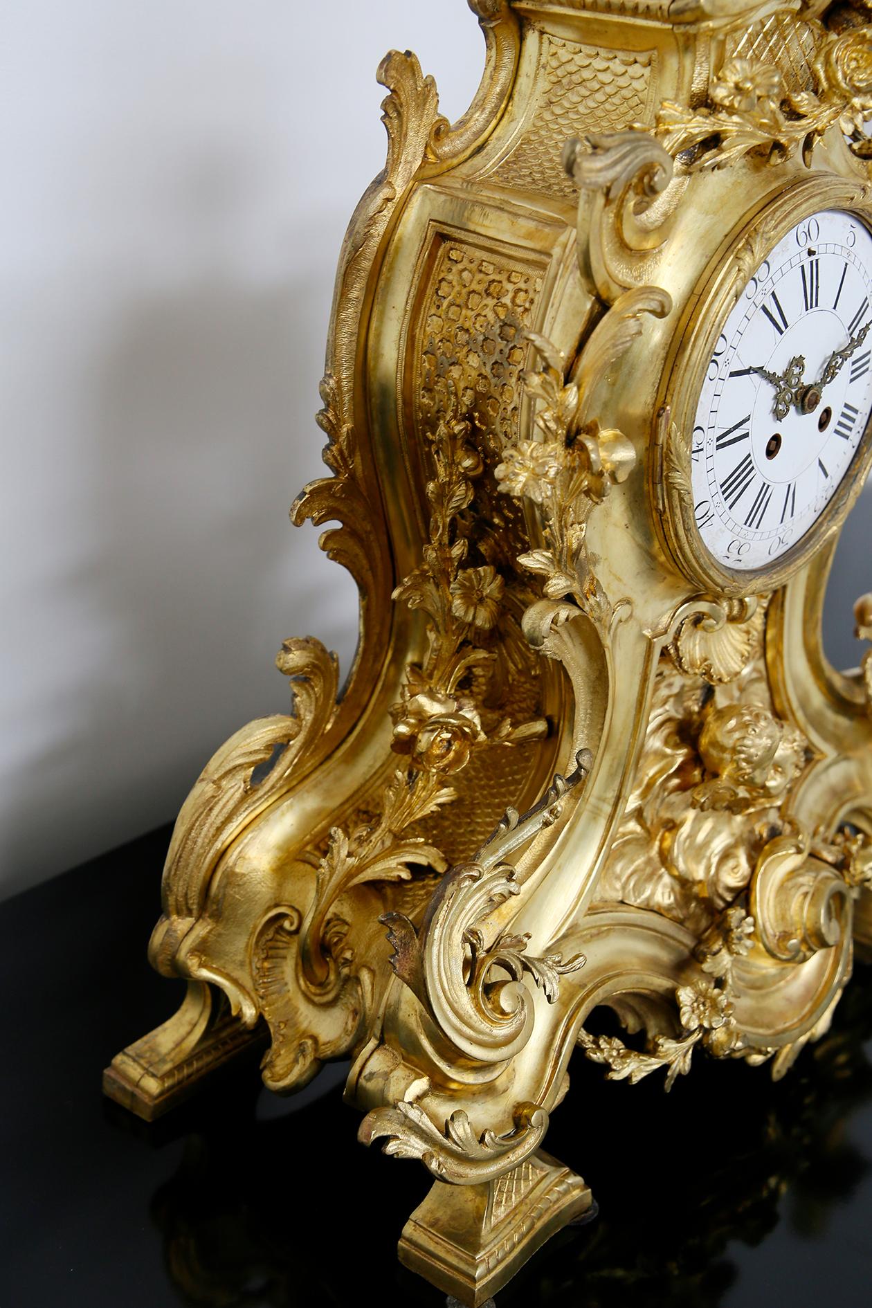 Three-Piece Clock by Samuel Marti Attributed Alfred Emmanuel Louis Beurdeley For Sale 2