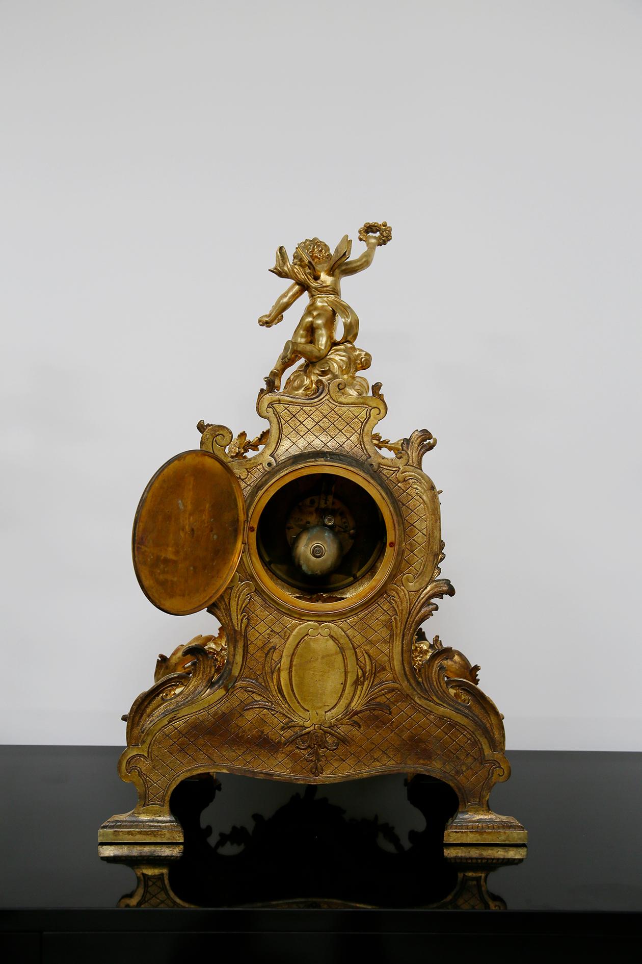 Three-Piece Clock by Samuel Marti Attributed Alfred Emmanuel Louis Beurdeley For Sale 9