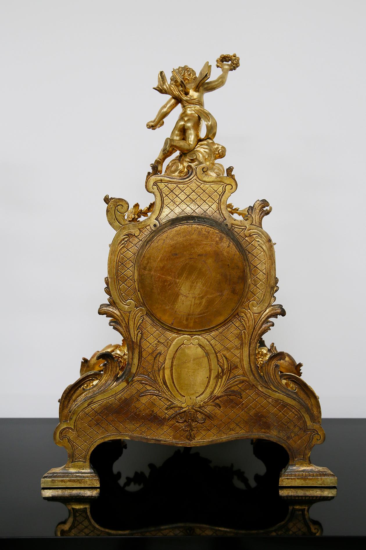 Three-Piece Clock by Samuel Marti Attributed Alfred Emmanuel Louis Beurdeley For Sale 10
