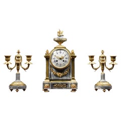French Three-Piece Clock Set Lemerle-Charpentier and Cie Paris
