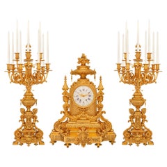 French three piece garniture set, signed by the Lemerle-Charpentier foundry
