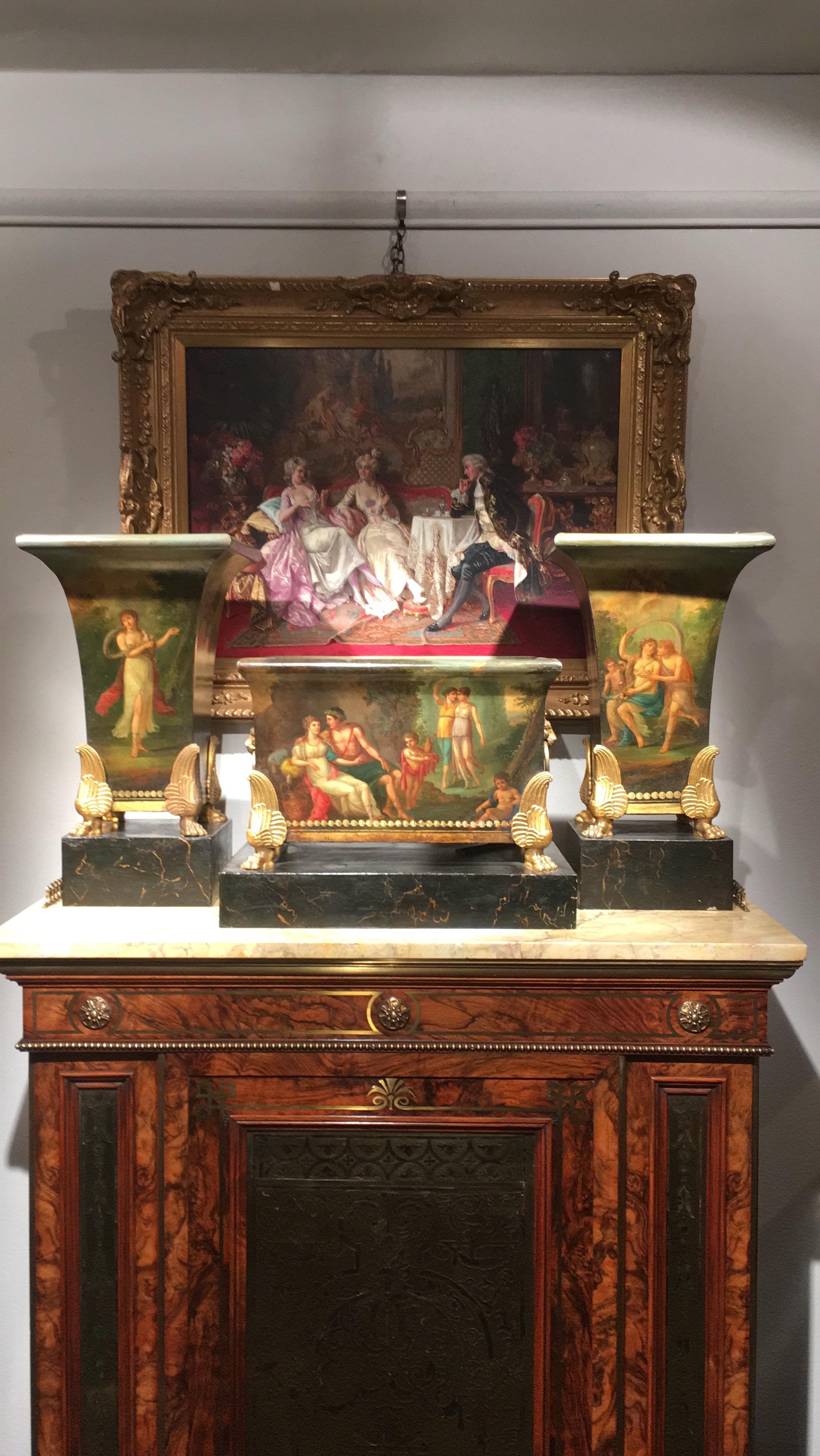 French Three Piece Jardinière Garniture of the Empire Period For Sale 3