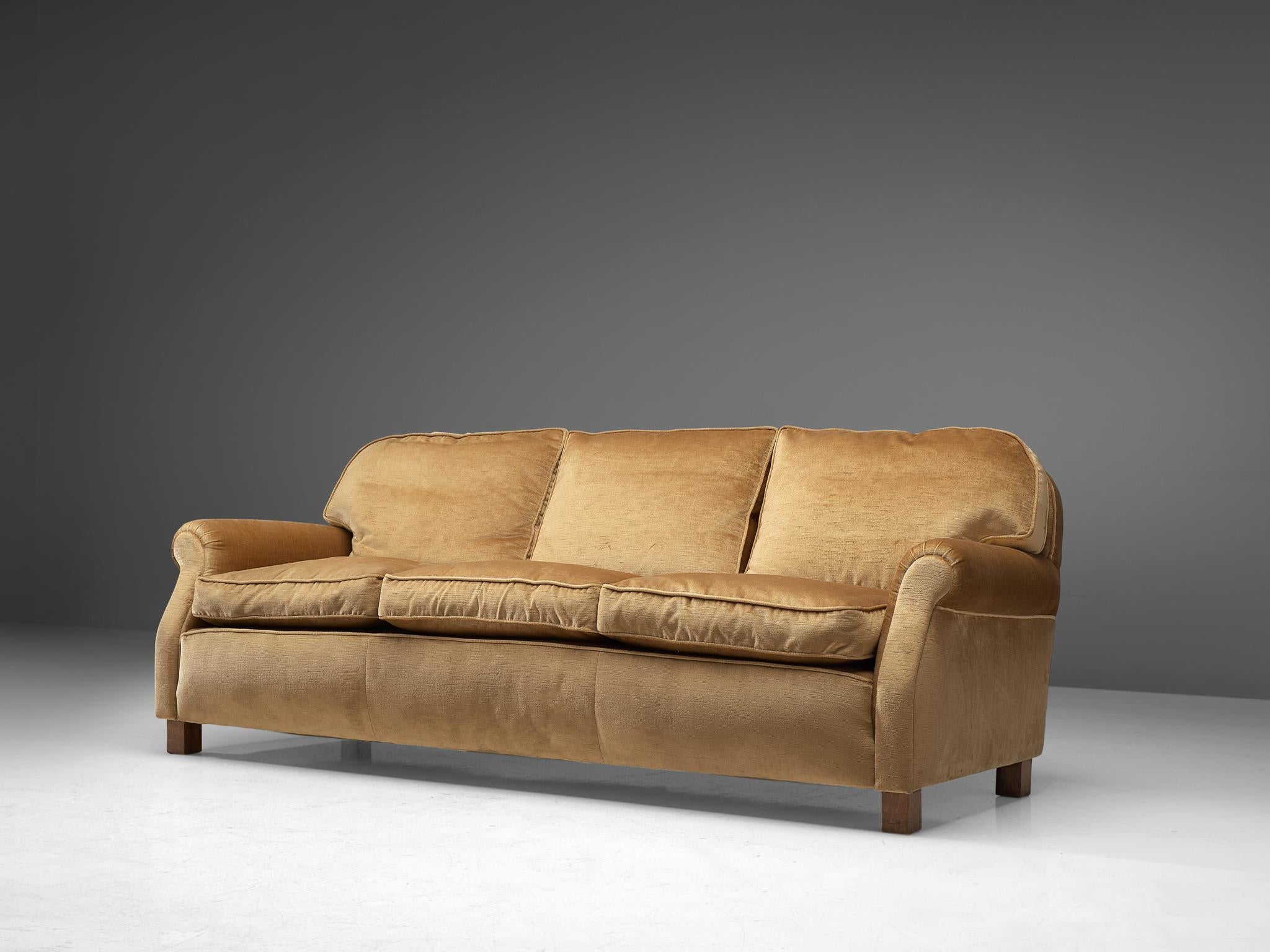 beige velvet couch