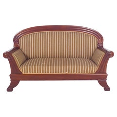 Antique French Three-Seater Canape with Fabric