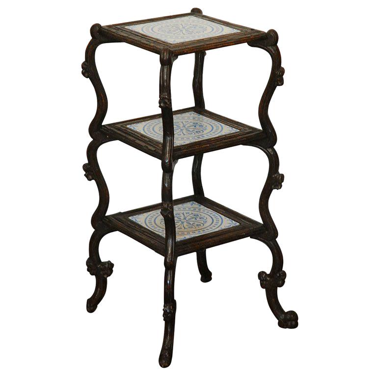 French Three Tier Stand with Tiles For Sale