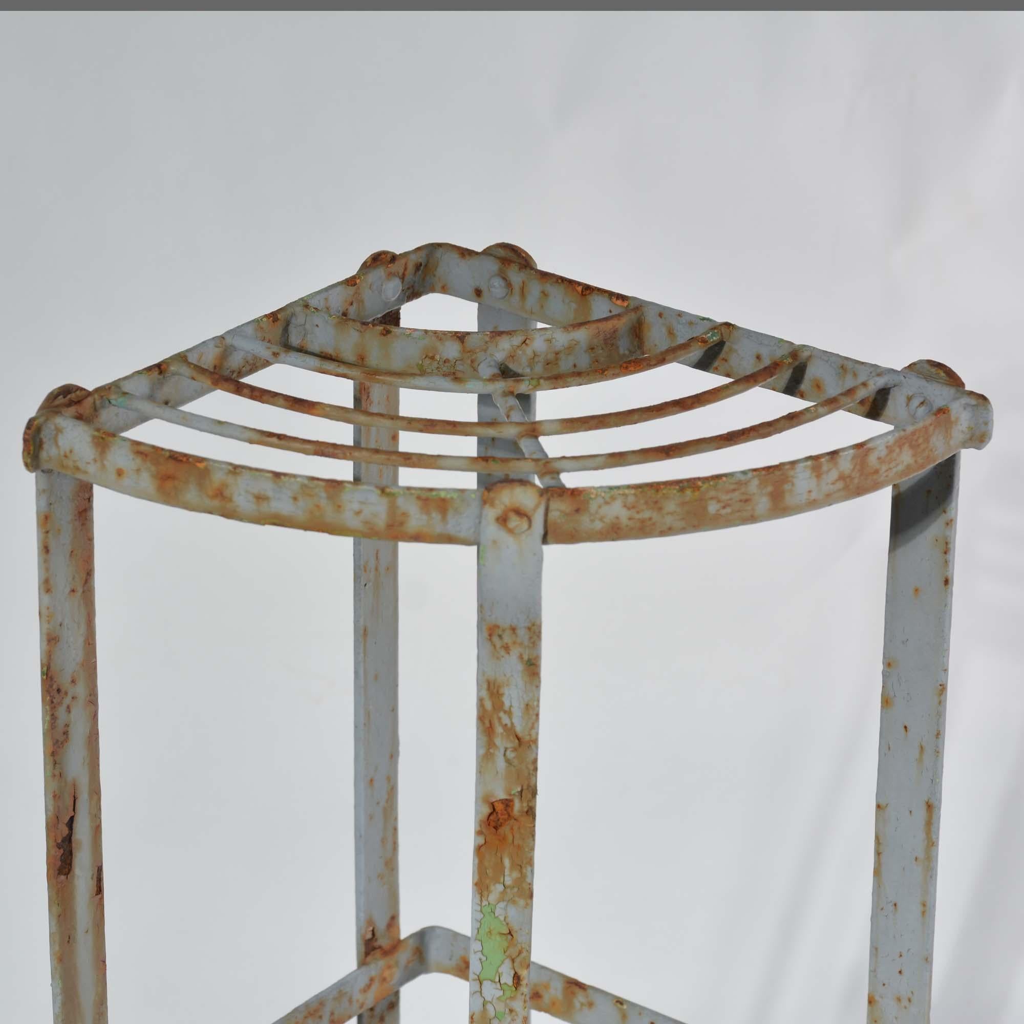 French three tier wrought iron corner plant pot stand For Sale 1