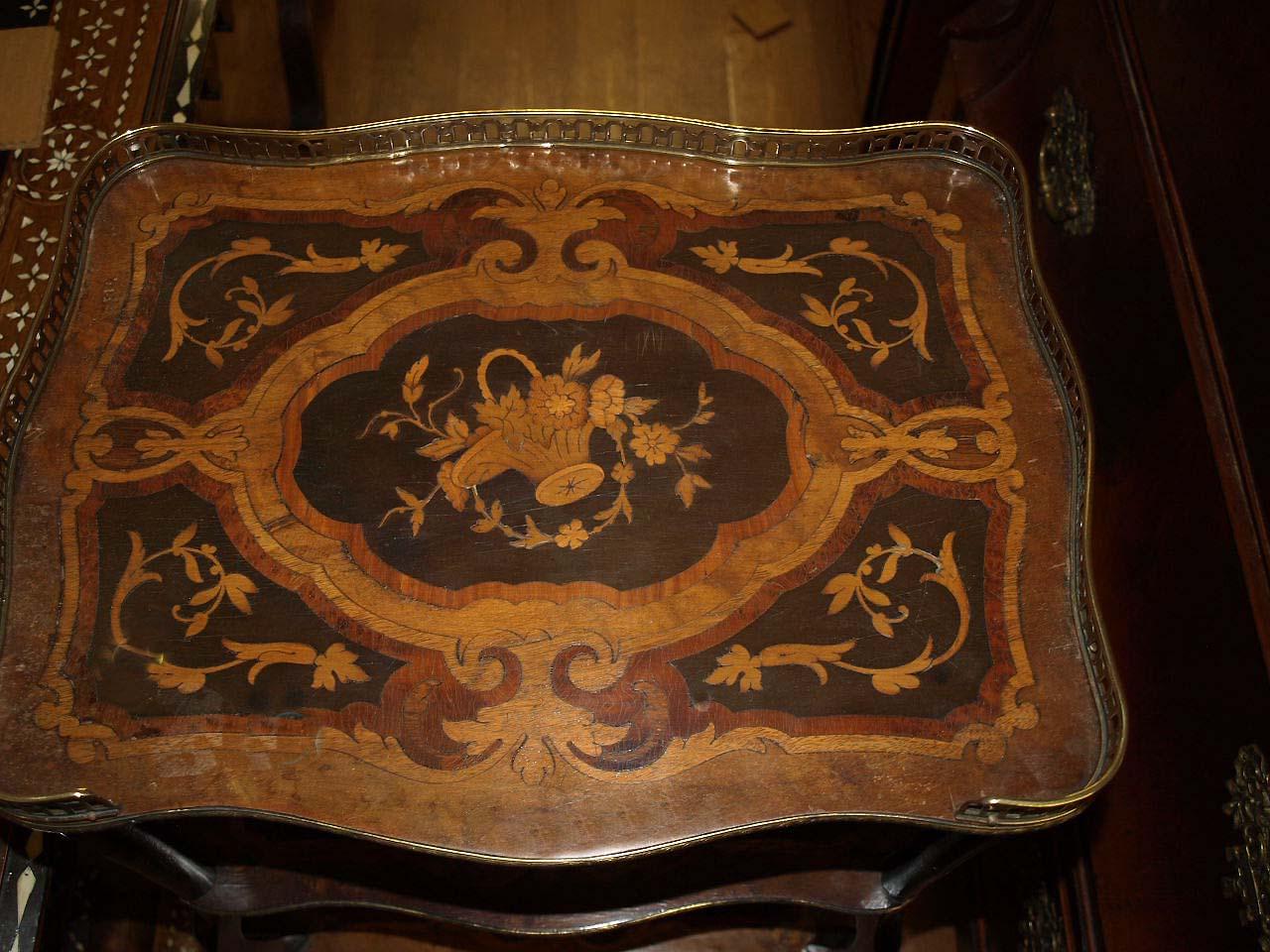 French Three-Tiered Marquetry Inlaid Table For Sale 3