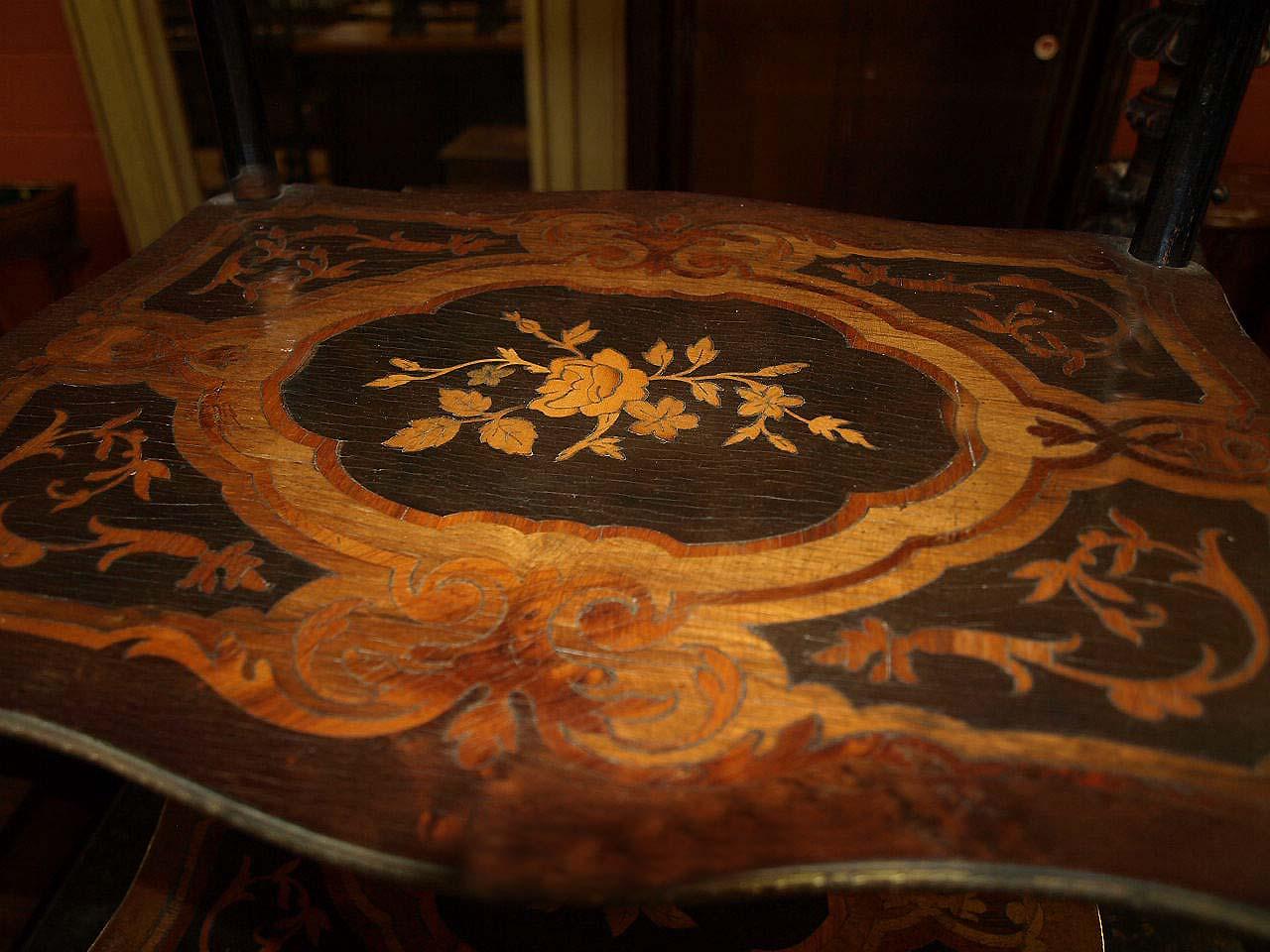 French Three-Tiered Marquetry Inlaid Table For Sale 4