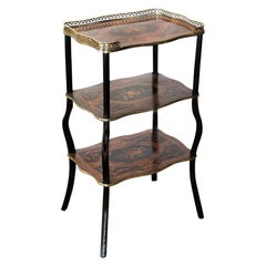 Antique French Three-Tiered Marquetry Inlaid Table