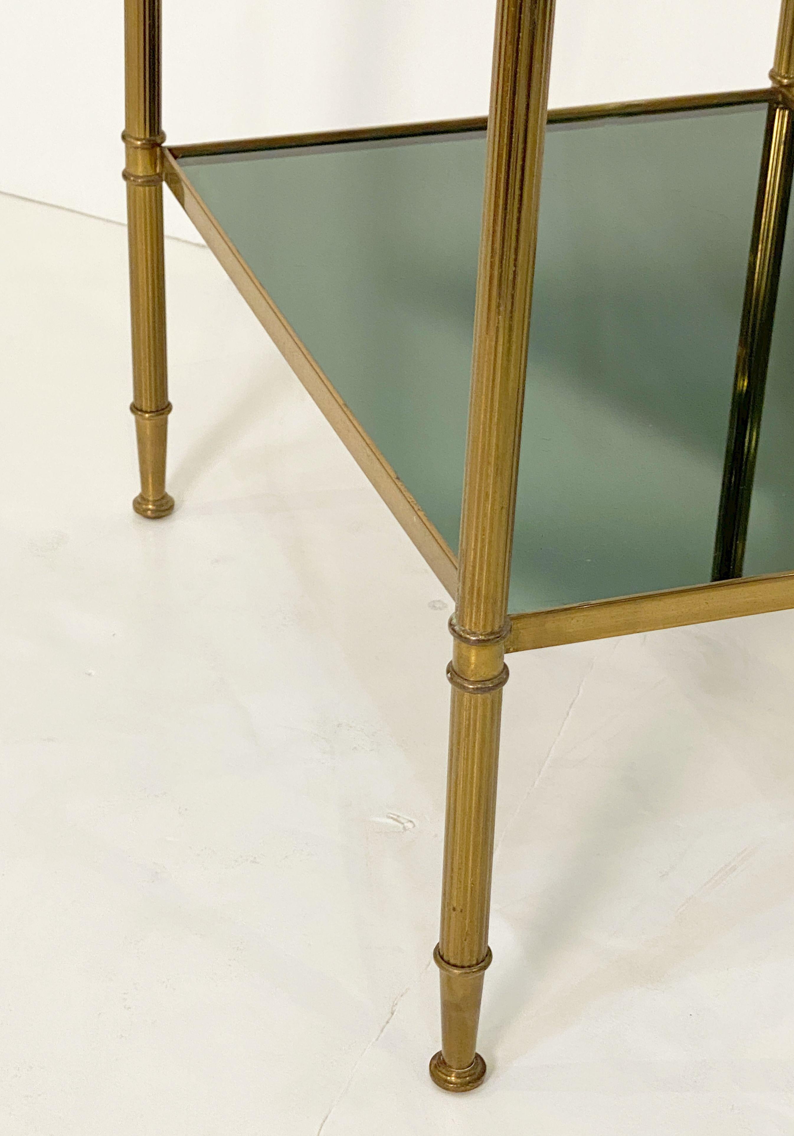 French Three-Tiered Side or End Table of Brass and Tinted Mirrored Glass For Sale 14