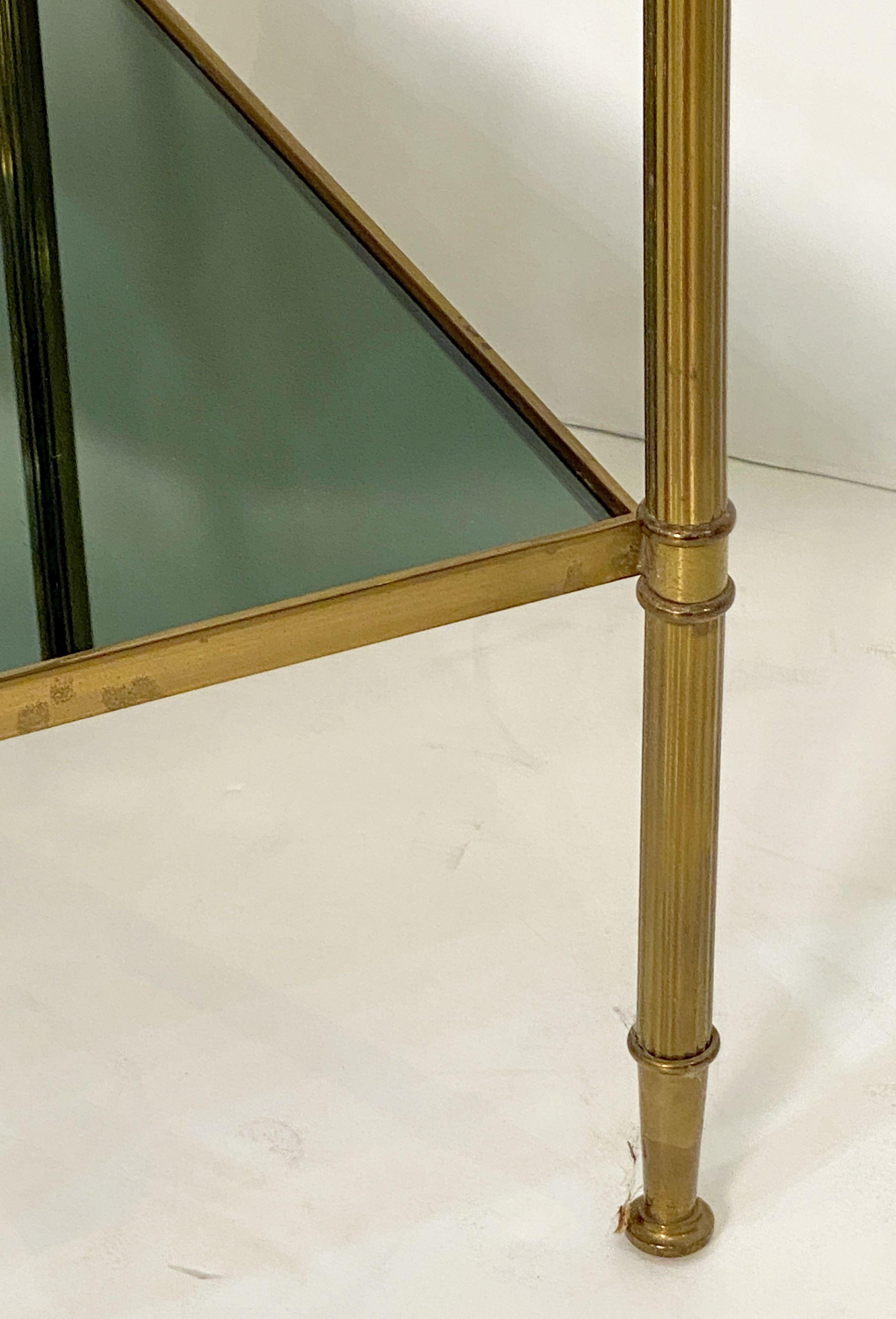 French Three-Tiered Side or End Table of Brass and Tinted Mirrored Glass For Sale 15