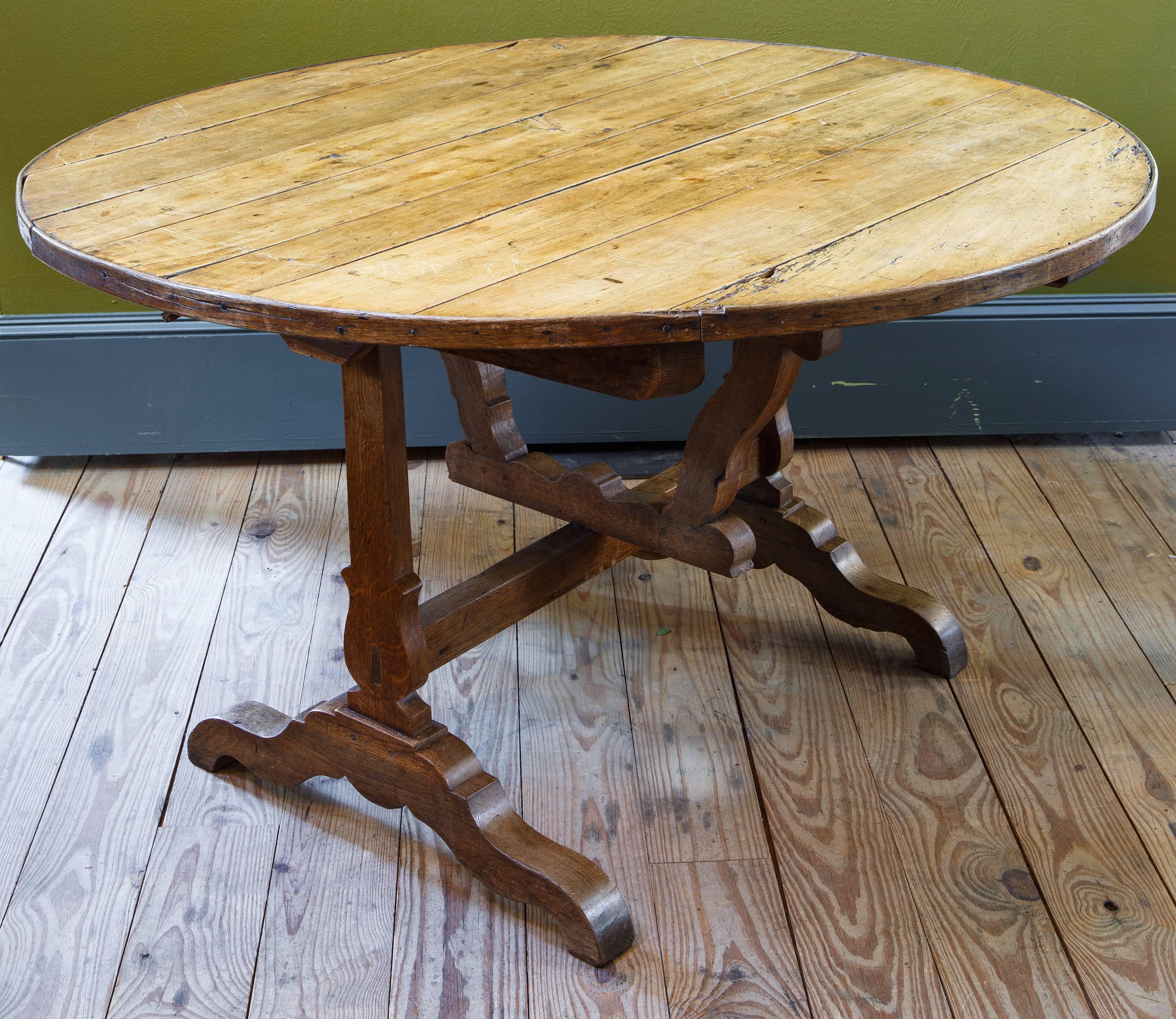 Hand-Carved French Tilt-Top Vendage Table