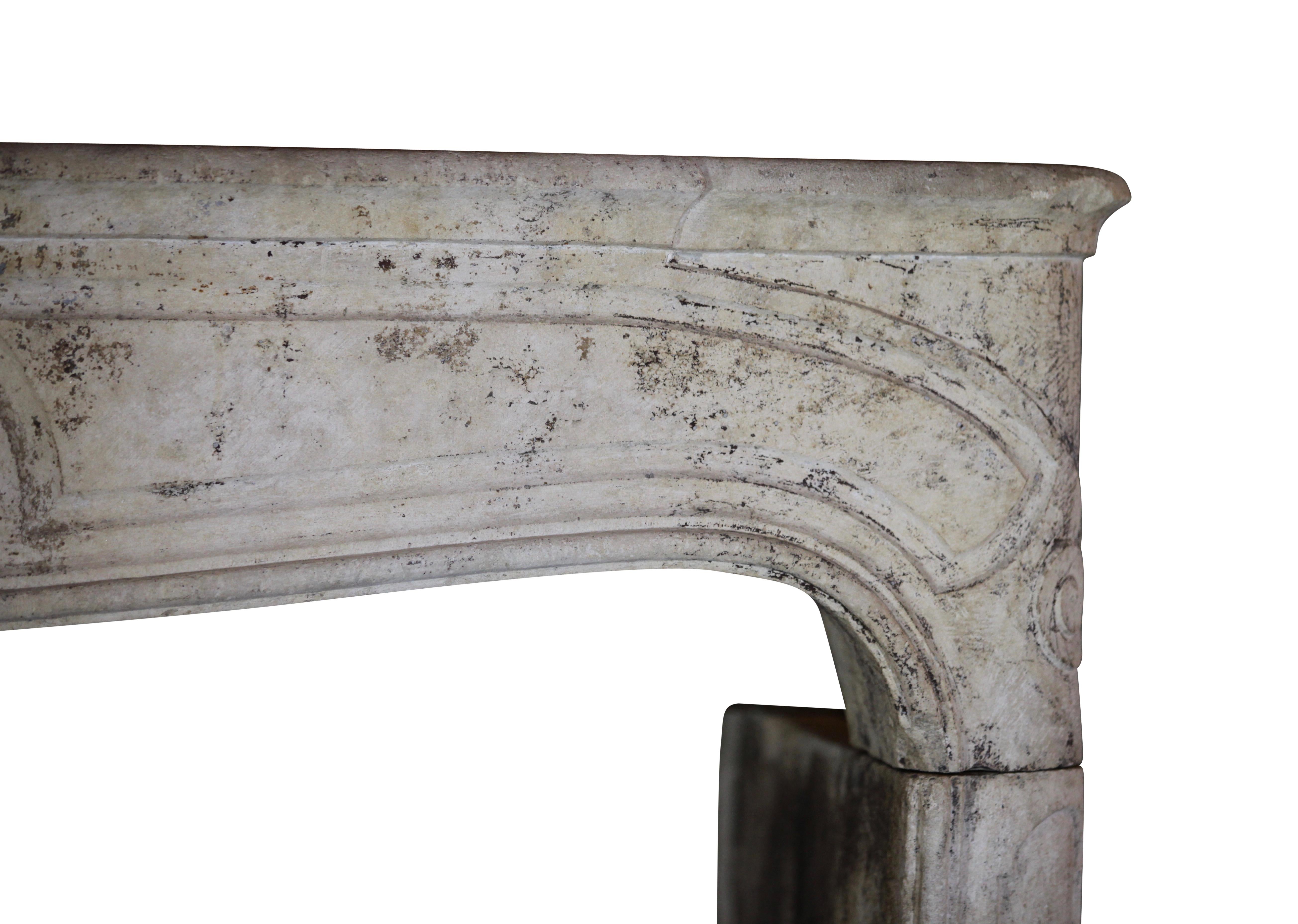 French Timeless Country Style Limestone Fireplace Surround For Sale 8