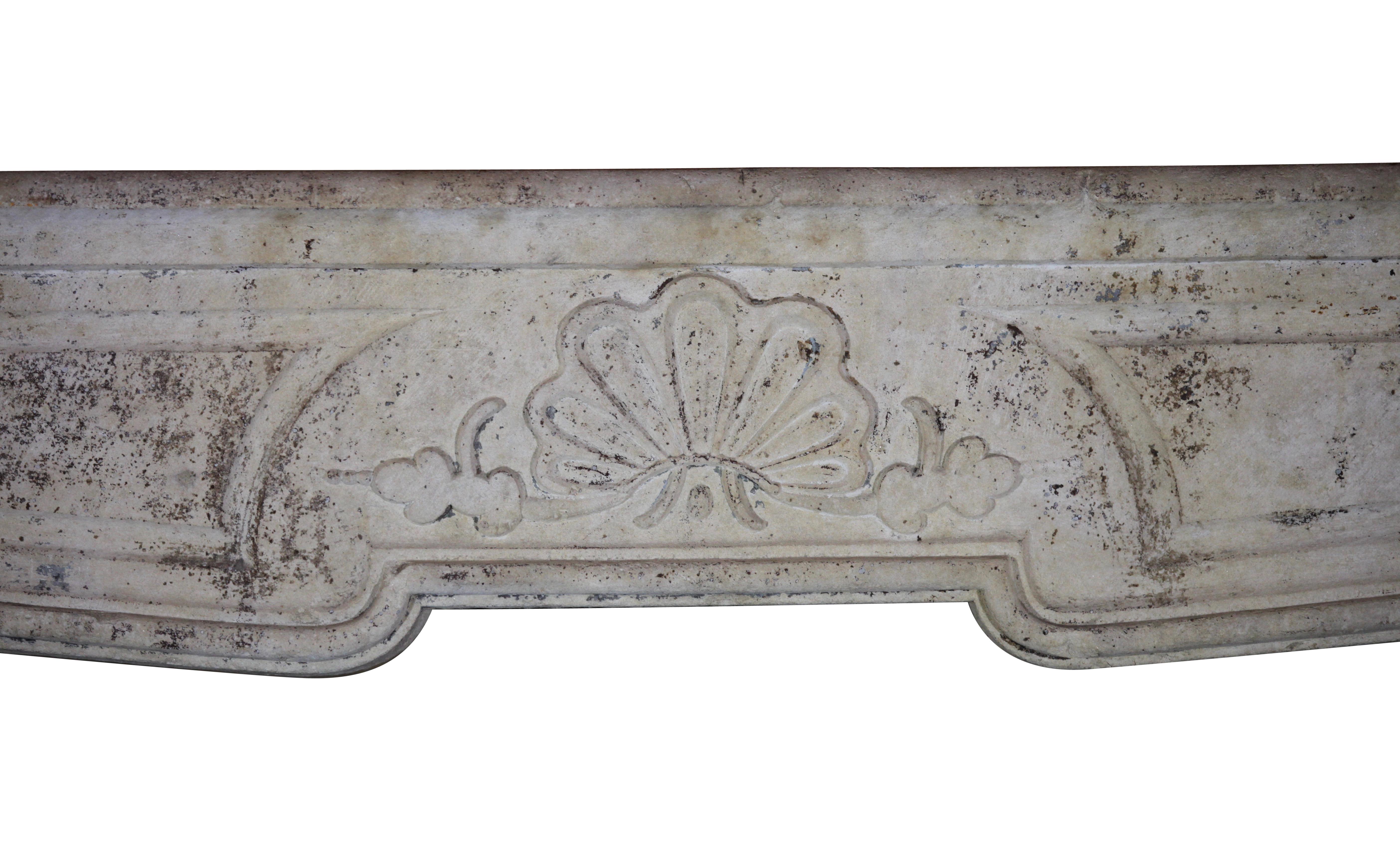 French Timeless Country Style Limestone Fireplace Surround For Sale 2