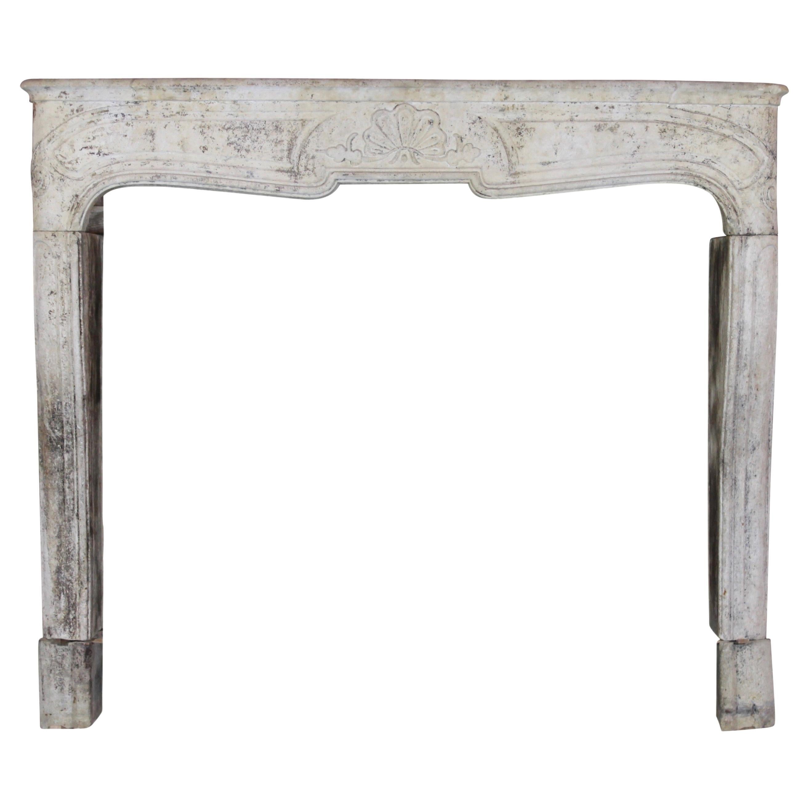 French Timeless Country Style Limestone Fireplace Surround For Sale