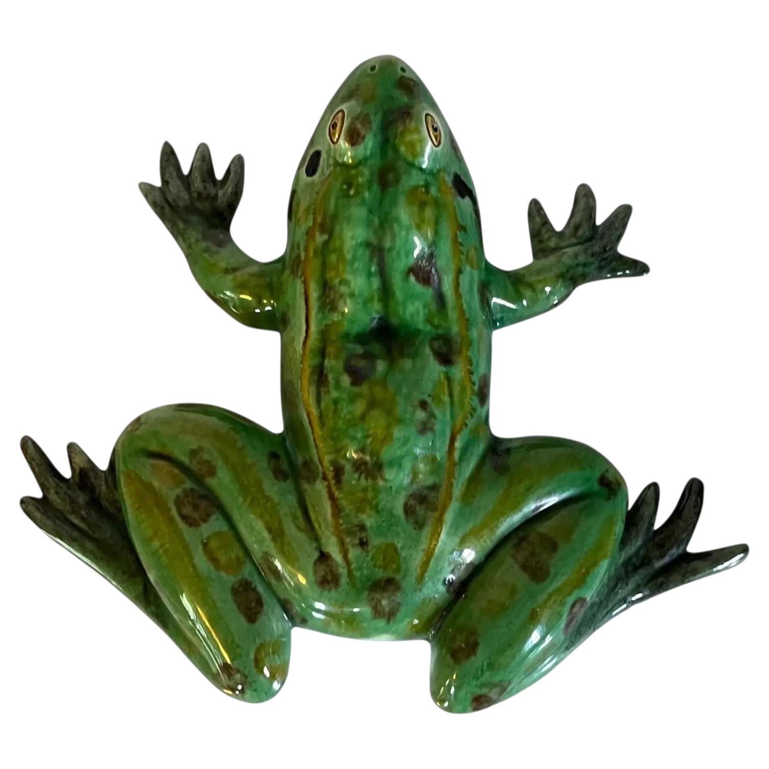 French Tin Glaze Faience Pottery Model of a Bull Frog