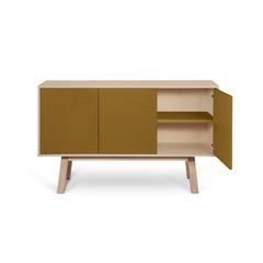 Französisches Sideboard mit 3 Türen, lackiert mit Tabakblättern, vom Designer Eric Gizard Paris
