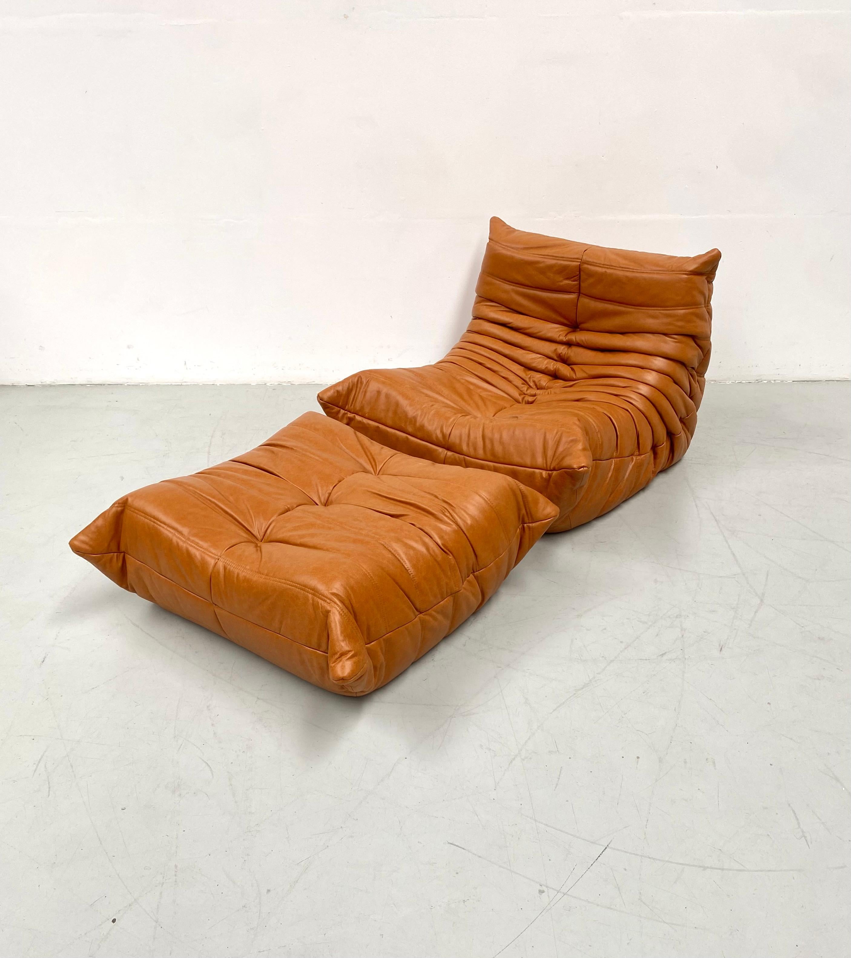 brown leather togo chair