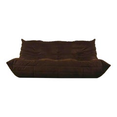 French Togo Large Settee in Alcantra Chestnut by Michel Ducaroy for Ligne Roset