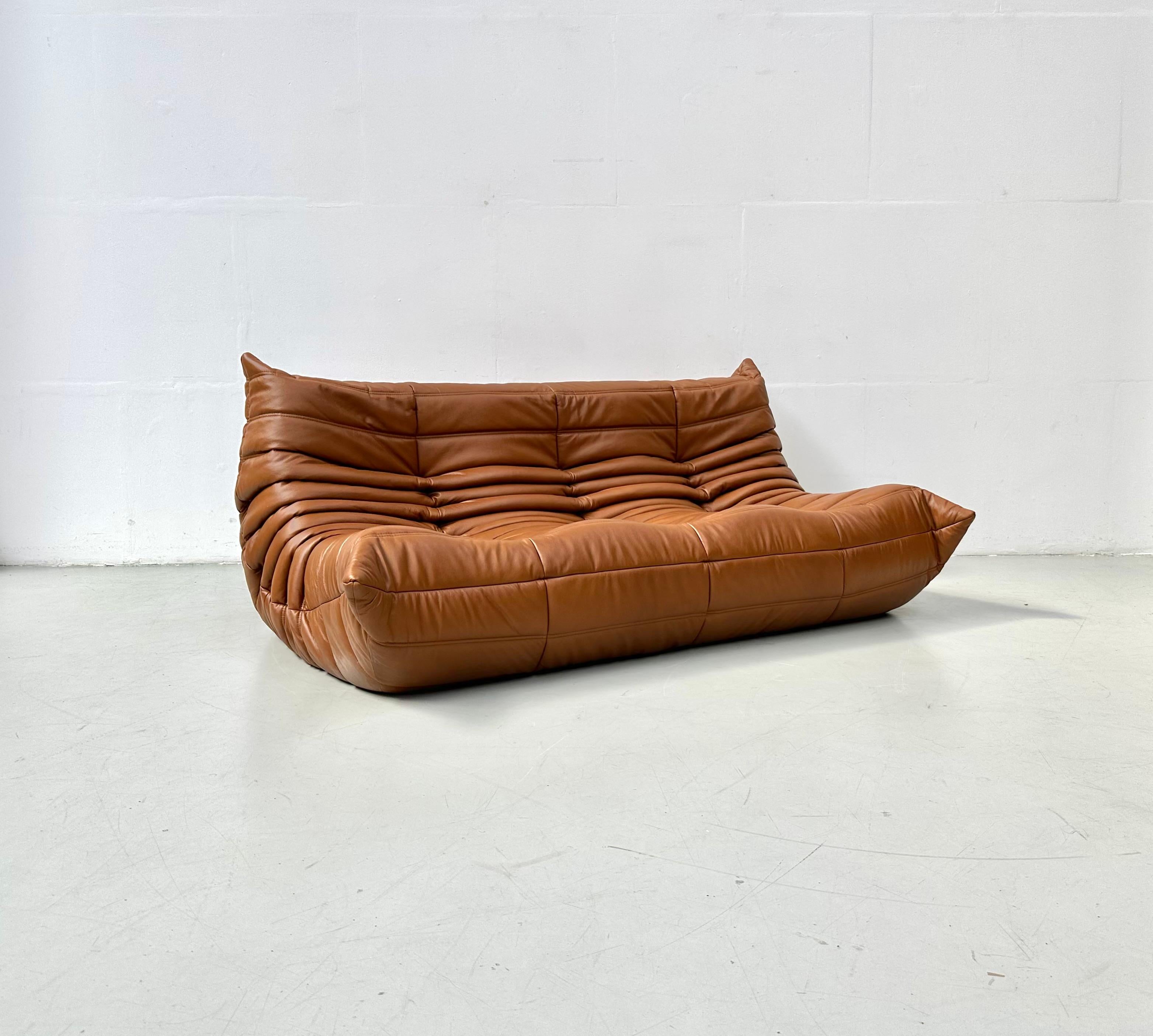 The Togo was designed by Michel Ducaroy in 1973 for Ligne Roset. It is the first sofa/chair ever made only of foam and leather. The collection features an ergonomic design with polyether foam construction and padded covers, making each piece both