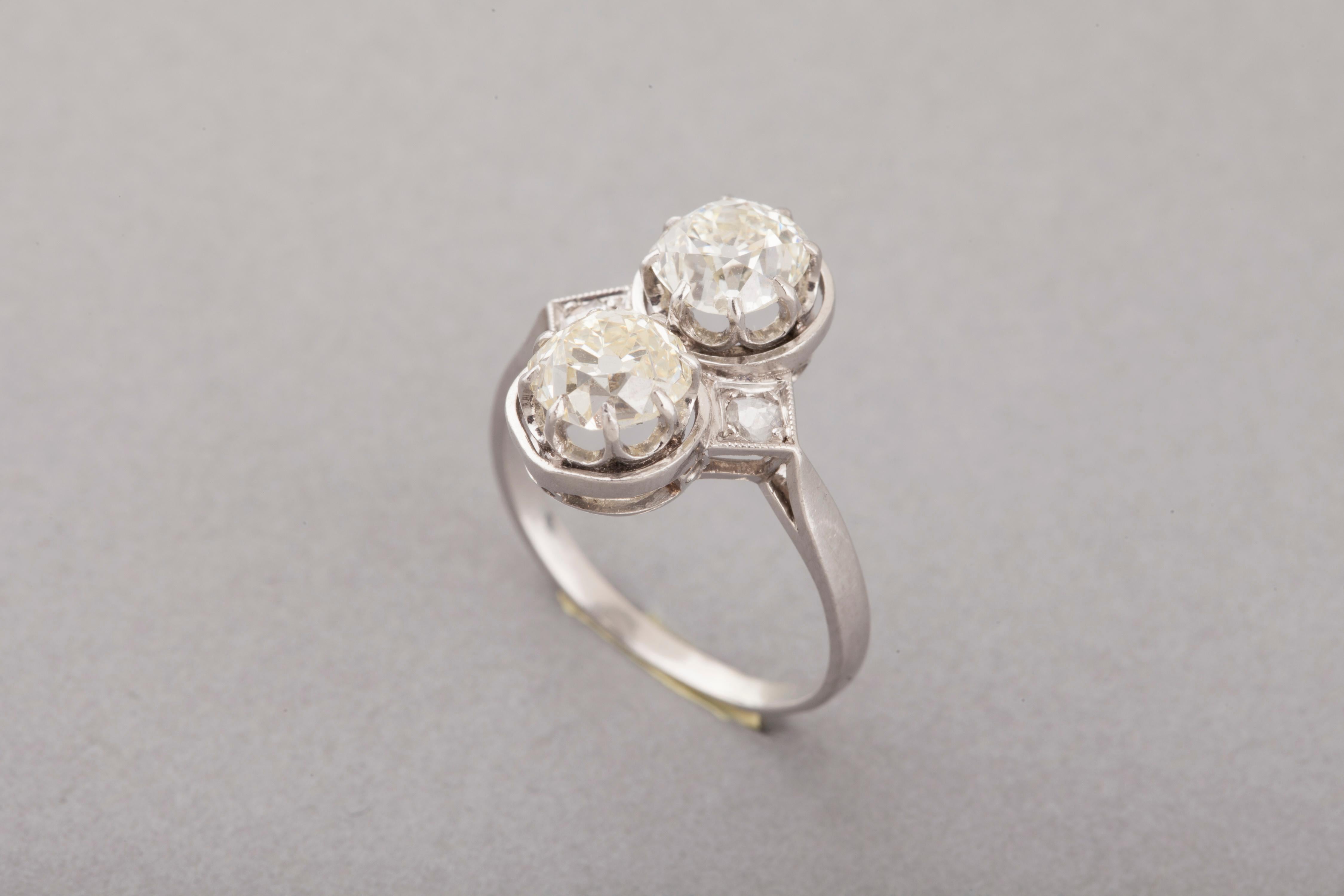Art Deco French Toi et Moi Diamonds Antique Ring