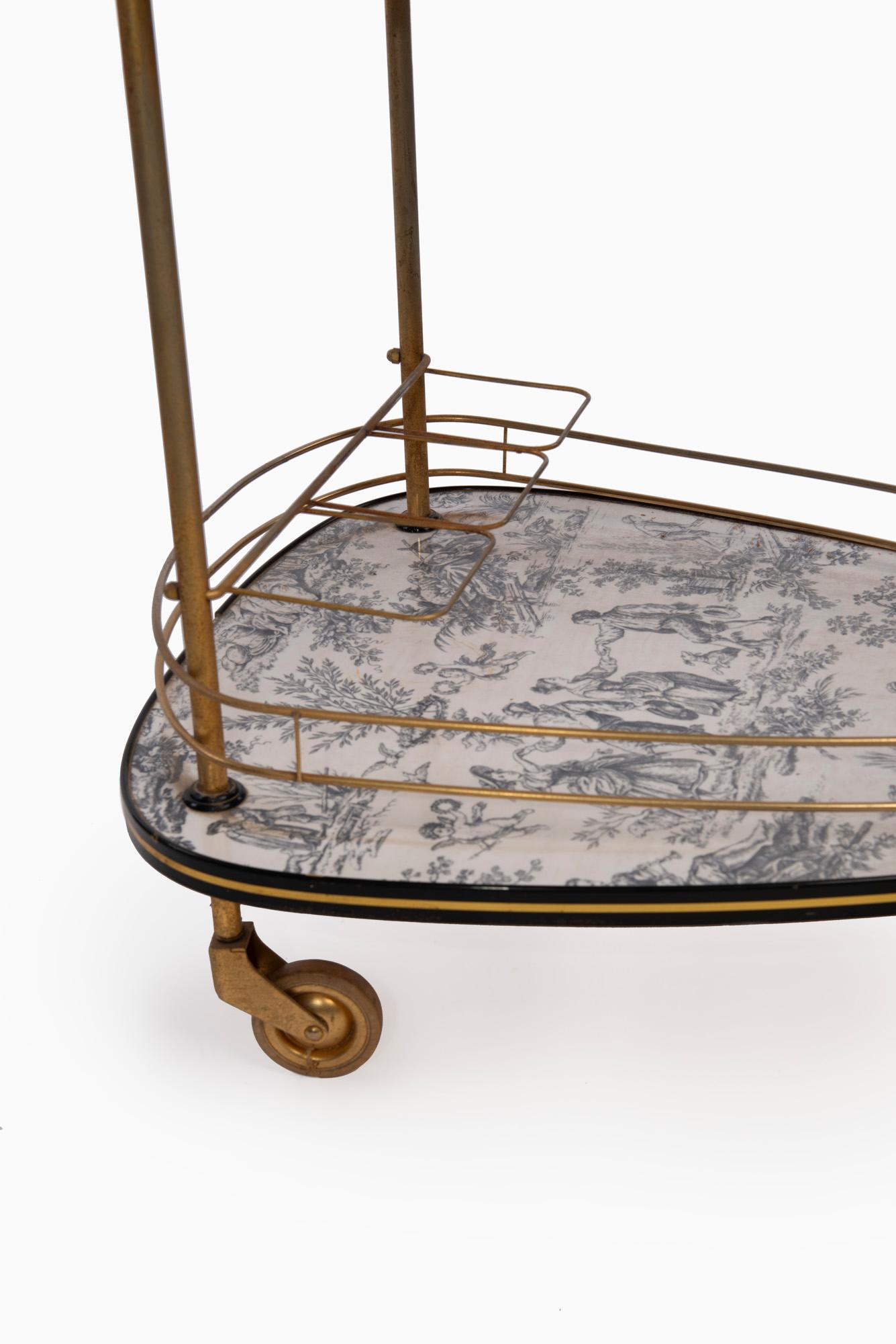 Modern 20th Century French Toile De Jouie Bar Cart