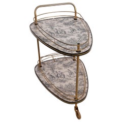 20th Century French Toile De Jouie Bar Cart