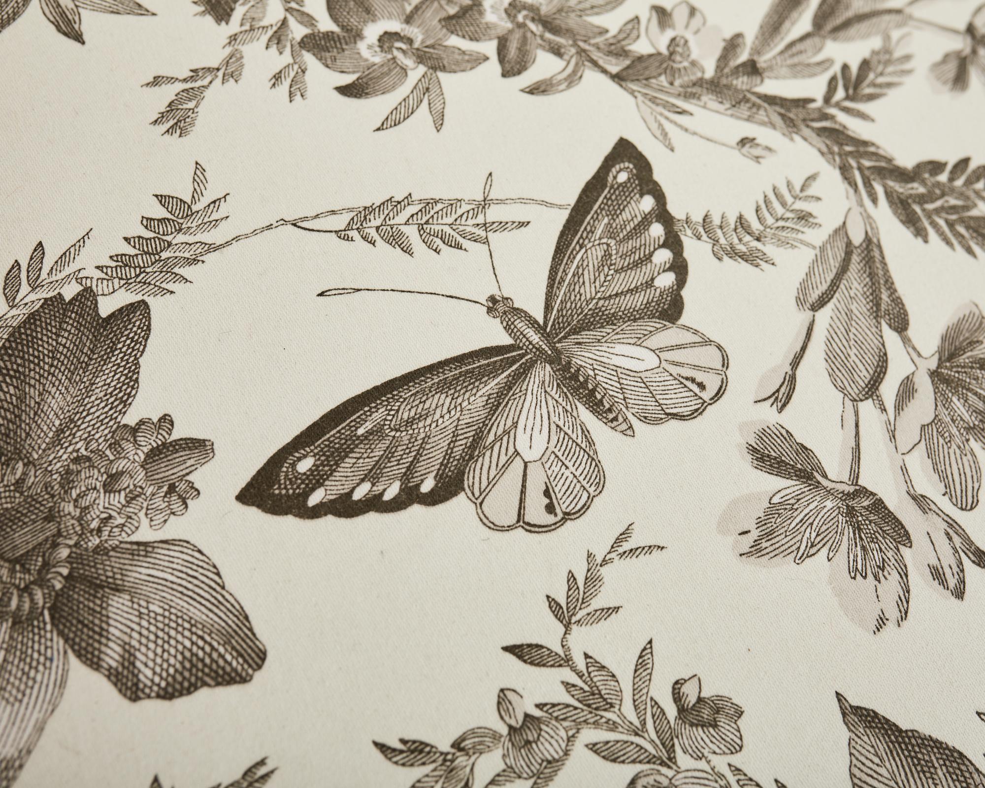 French Toile de Jouy Flora and Fauna Upholstered Daybed Chaise 5