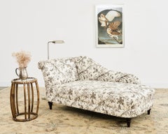 French Toile de Jouy Flora and Fauna Upholstered Daybed Chaise