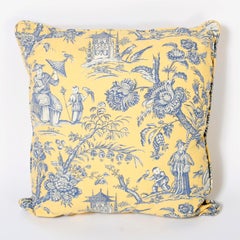 French Toile Style Linen Pillows