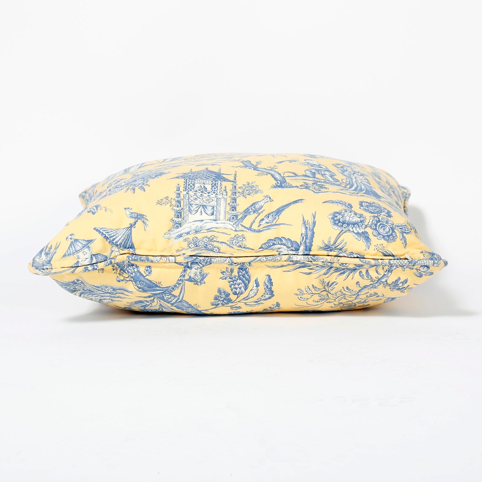 American French Toile Style Linen Pillows