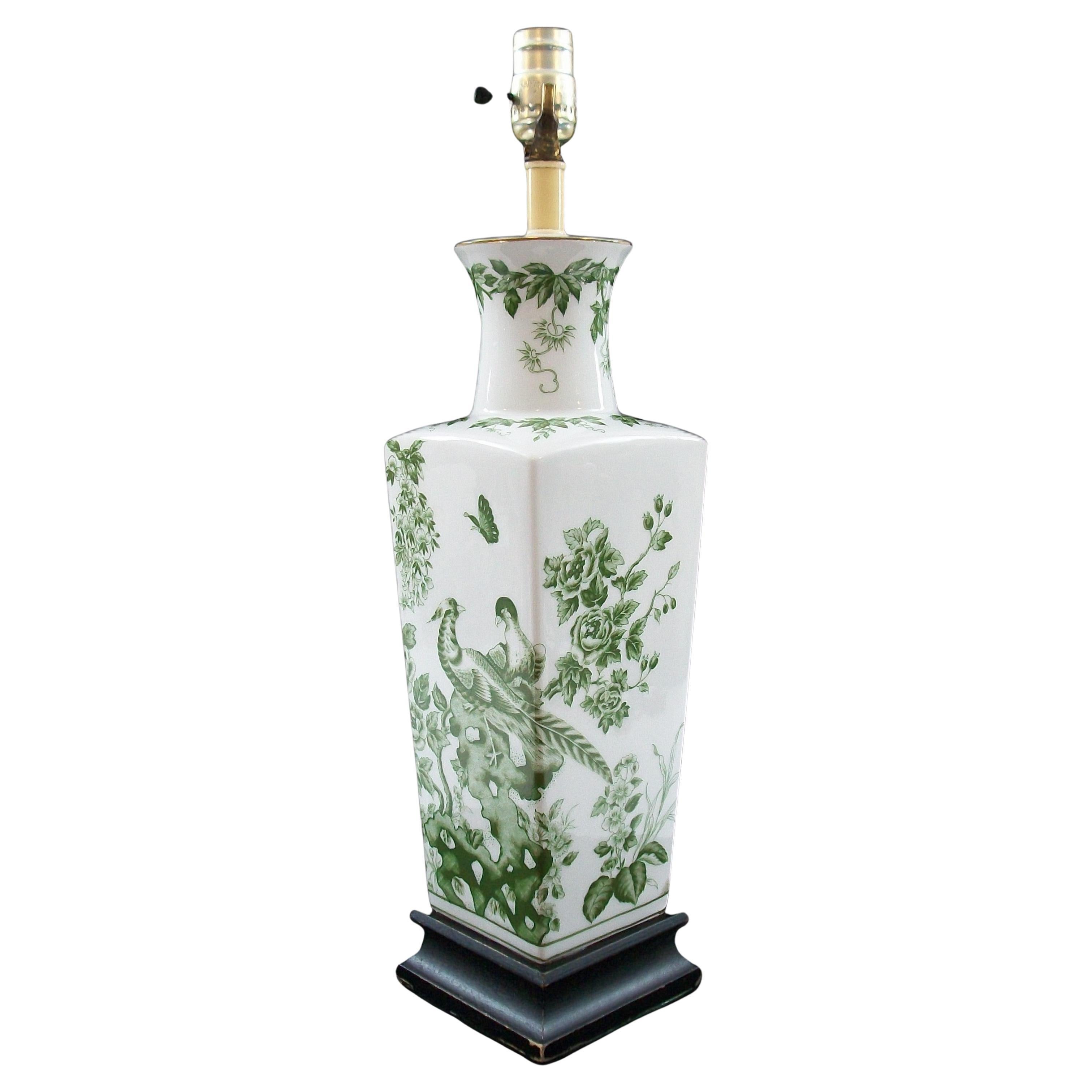 Lampe en porcelaine imprimée par transfert de style Toile - U.S.A. - Circa 1950's en vente