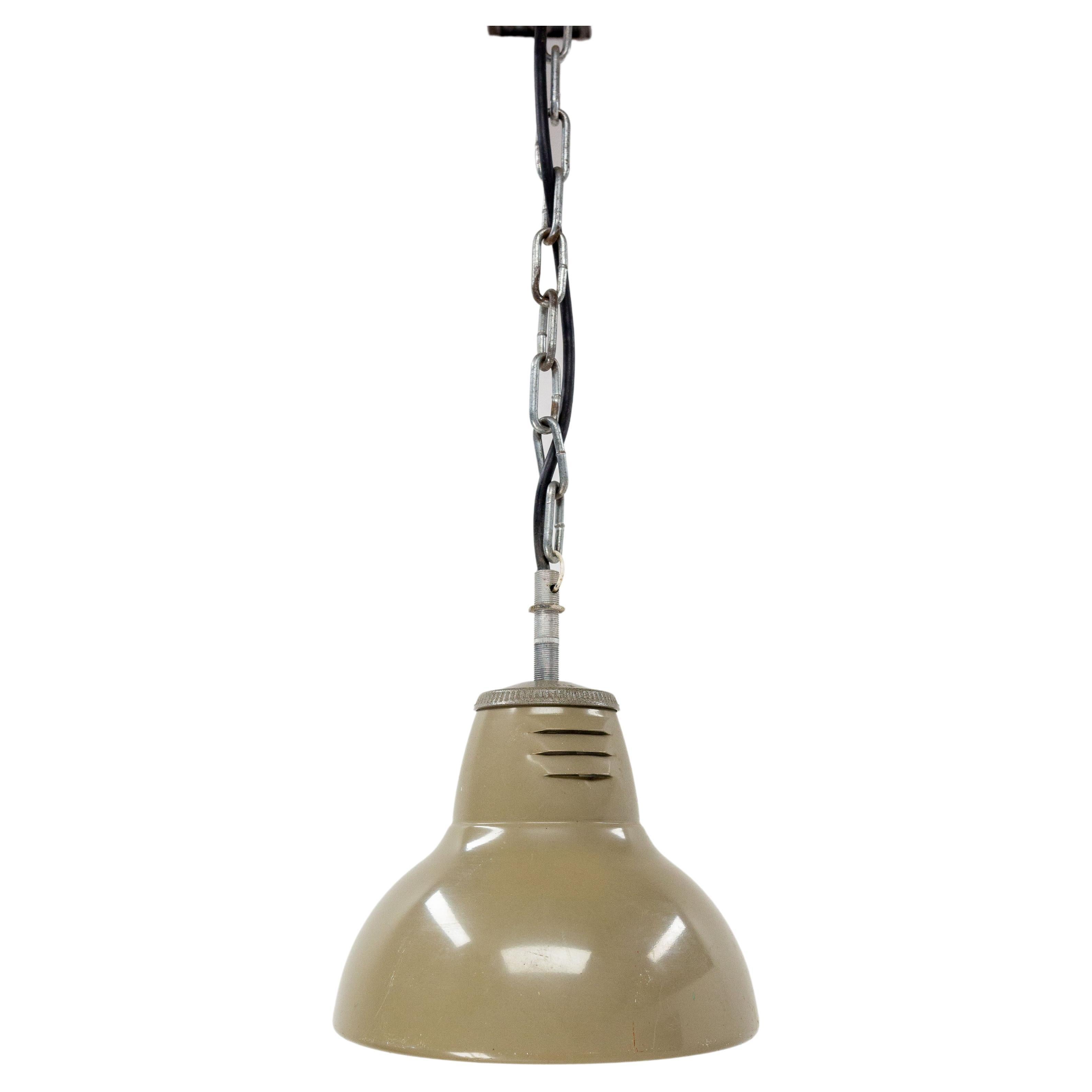 French Tole and Glass style Holophane Lamp Ceiling Pendant, circa 1960 For Sale